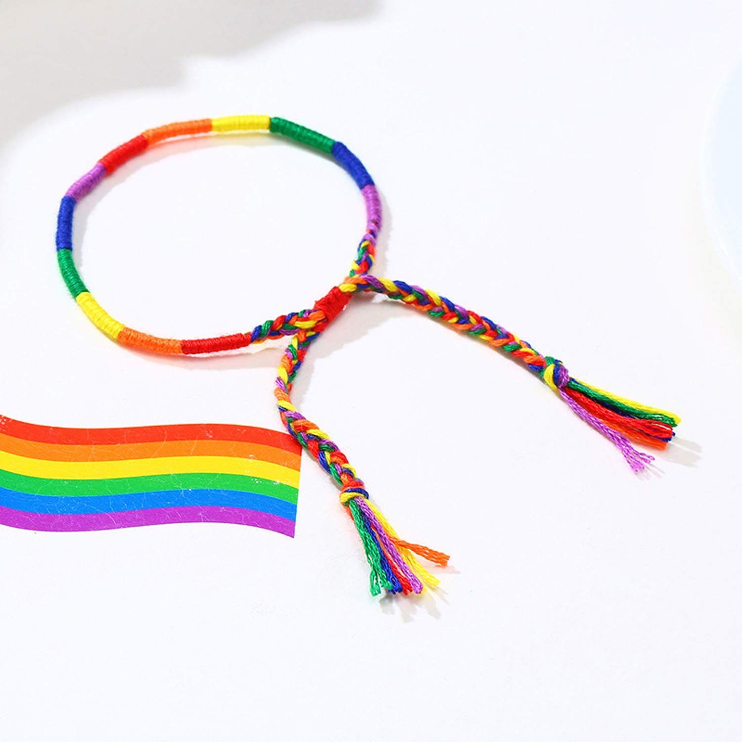 Haiaveng LGBTQ geflochtenes Seil einstellbar Freundschaftsarmband Regenbogen Freundschaftsarmband Armbänder, 2Pcs Gewebtes