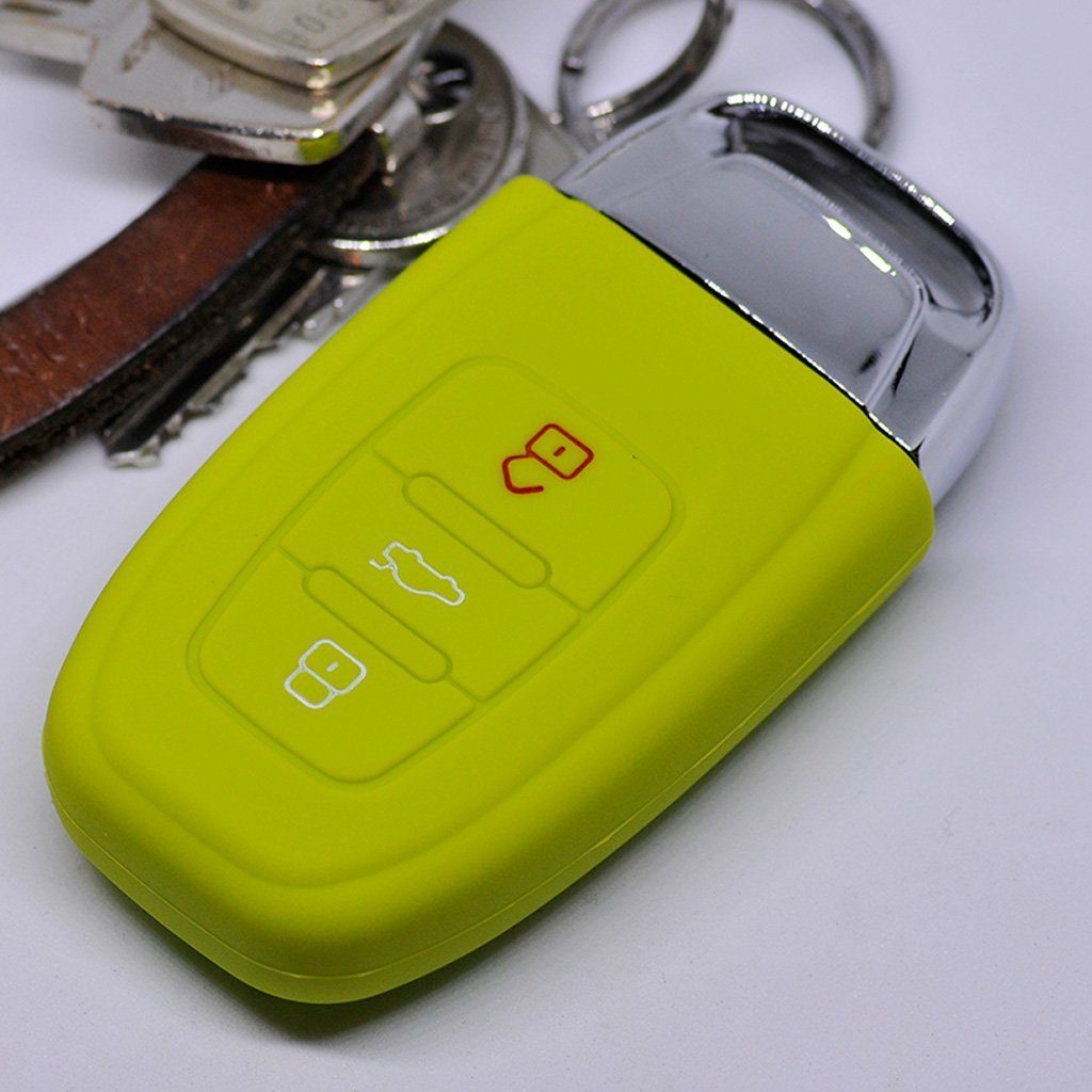 mt-key Schlüsseltasche Autoschlüssel Softcase Silikon Schutzhülle Apfelgrün, für Audi A5 S5 A4 S4 Q3 Q5 A6 S6 R8 TT 3 Tasten KEYLESS SMARTKEY