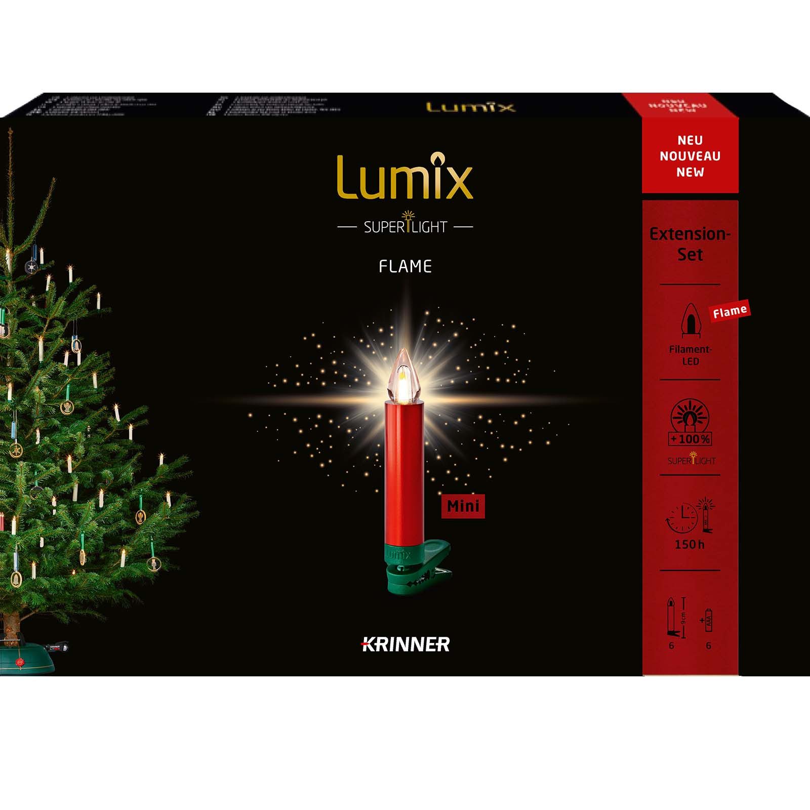 lumix LED-Christbaumkerzen LUMIX SuperLight Flame Mini Metallic Rot Erweiterung