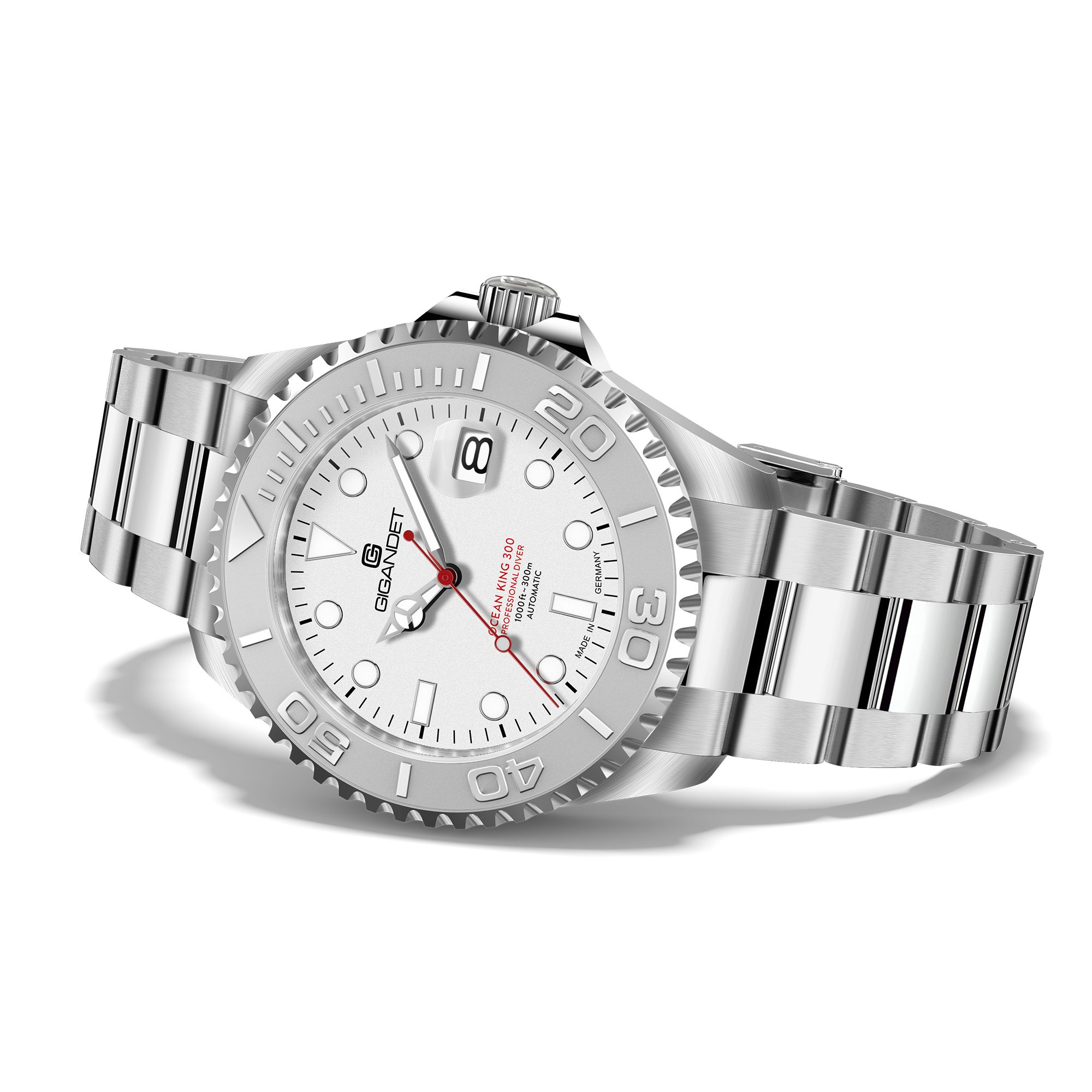 Gigandet Automatikuhr OCEAN KING G404-001M, Made in Germany, Saphirglas, Edelstahl-Inlay, Swiss SuperLuminova – Bild 4 von 5