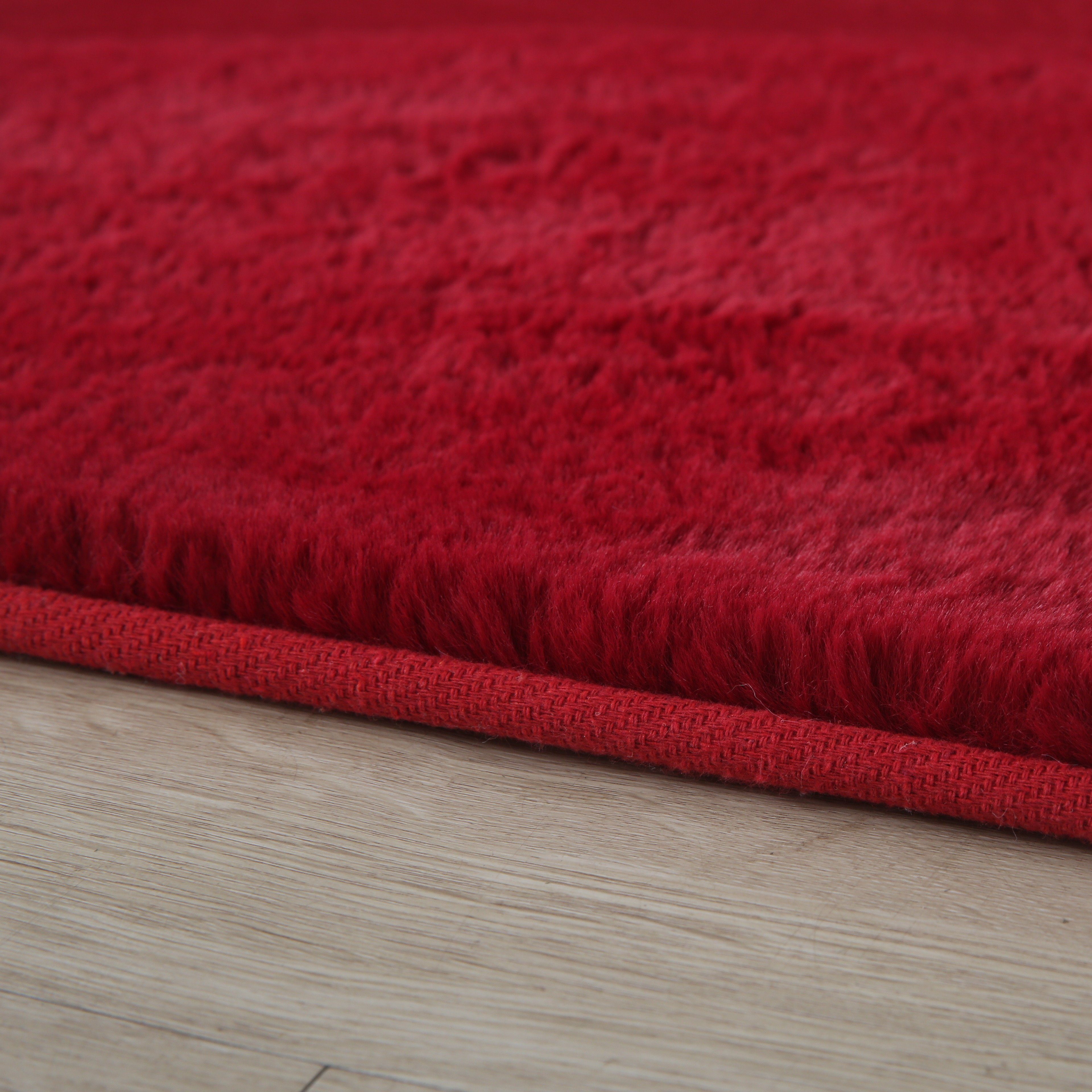 Ayyildiz Teppiche Hochflor-Teppich POUFFY 5100, rund, Höhe: 20 mm, Läufer, weicher glatter Softflor, Kaninchen Fell Haptik, waschbar