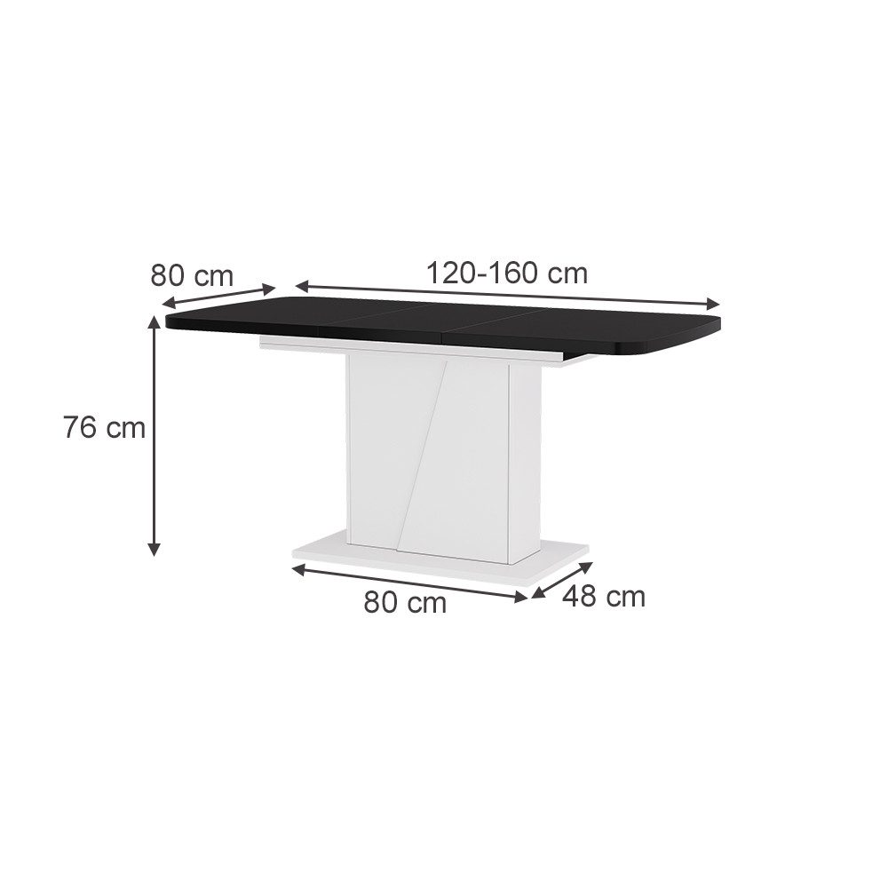 Vicco Esstisch Fenaro, Weiß/Schwarz, 120 x 80 cm ausziehbar (1-St)