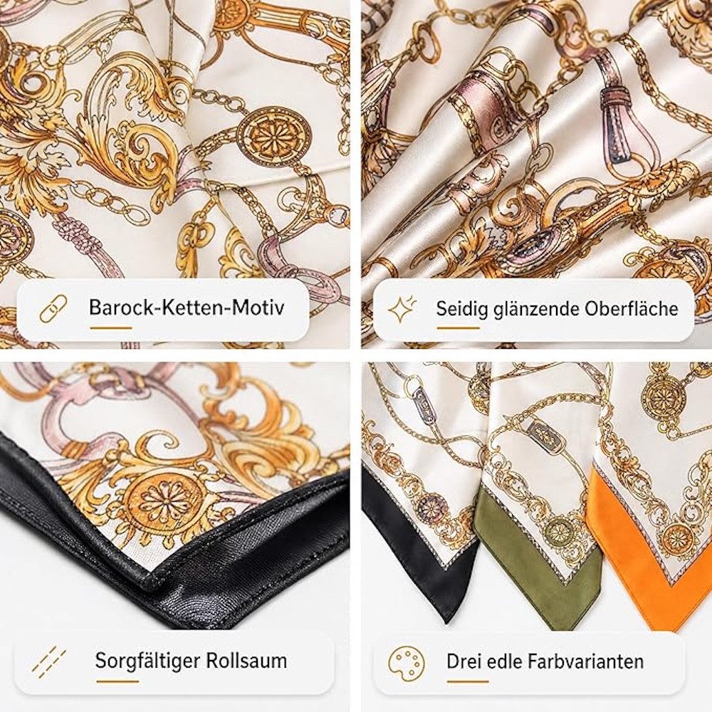 LK Trend & Style Modetuch Schal 70×70 cm, Polyester, Seidenoptik, Seidenoptik, leicht, weich und fließend