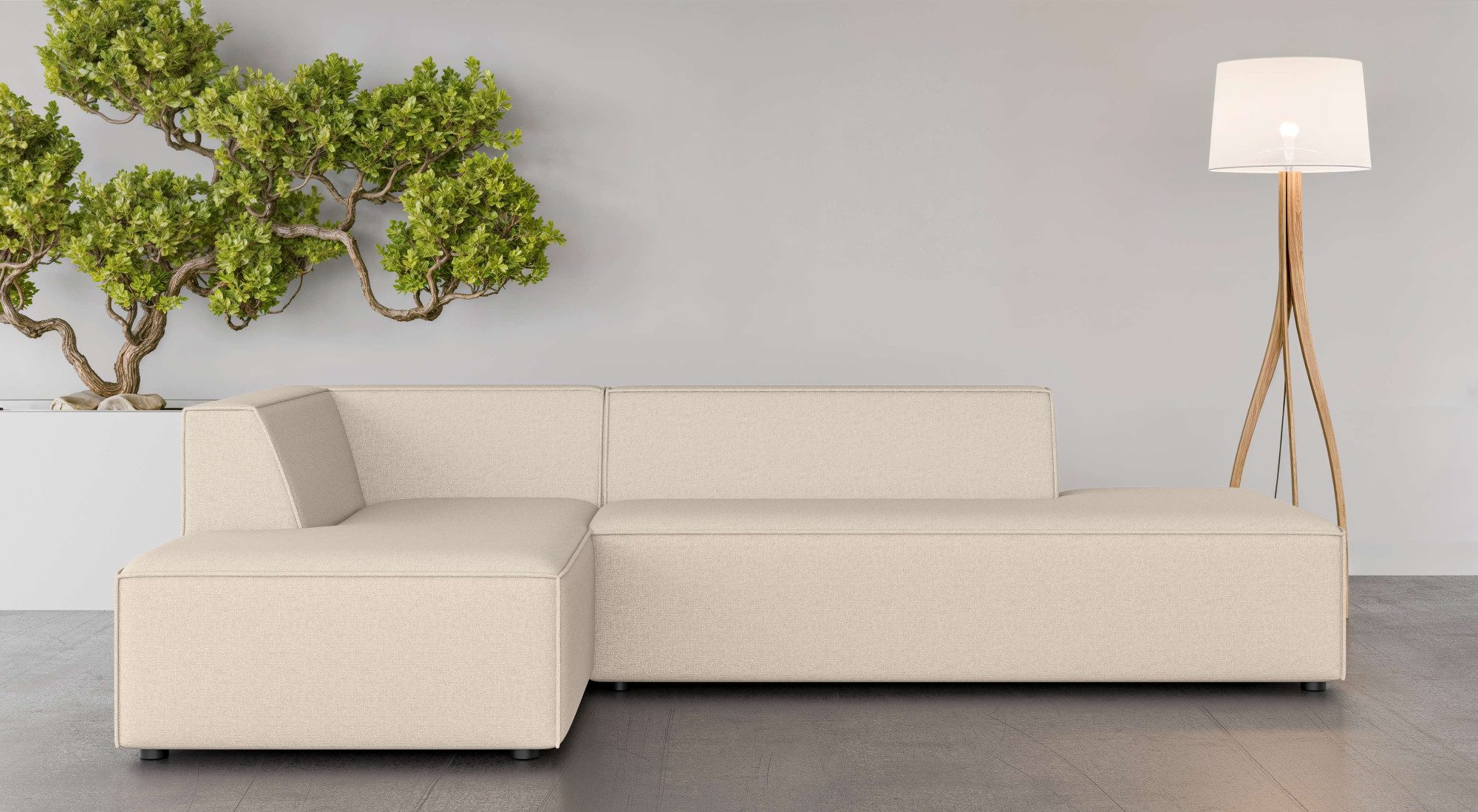 Artikel klicken und genauer betrachten! - Sofa mit Wellenunterfederung   Dieses  Ecksofa »Ecksofa Cavan mit Ottomane links oder rechts bestellbar« von INOSIGN  bietet dir dank der Wellenunterfederung hohen Sitzkomfort und Tragfähigkeit. Von vorne betrachtet ist die Ottomane nach links ausgerichtet. Bei etwa 120 Kilogramm liegt die maximale Belastbarkeit pro Sitzplatz. Der hochwertige Strukturstoff ist pflegeleicht und hautsympathisch und  überzeugt durch seine Komforteigenschaften . | im Online Shop kaufen