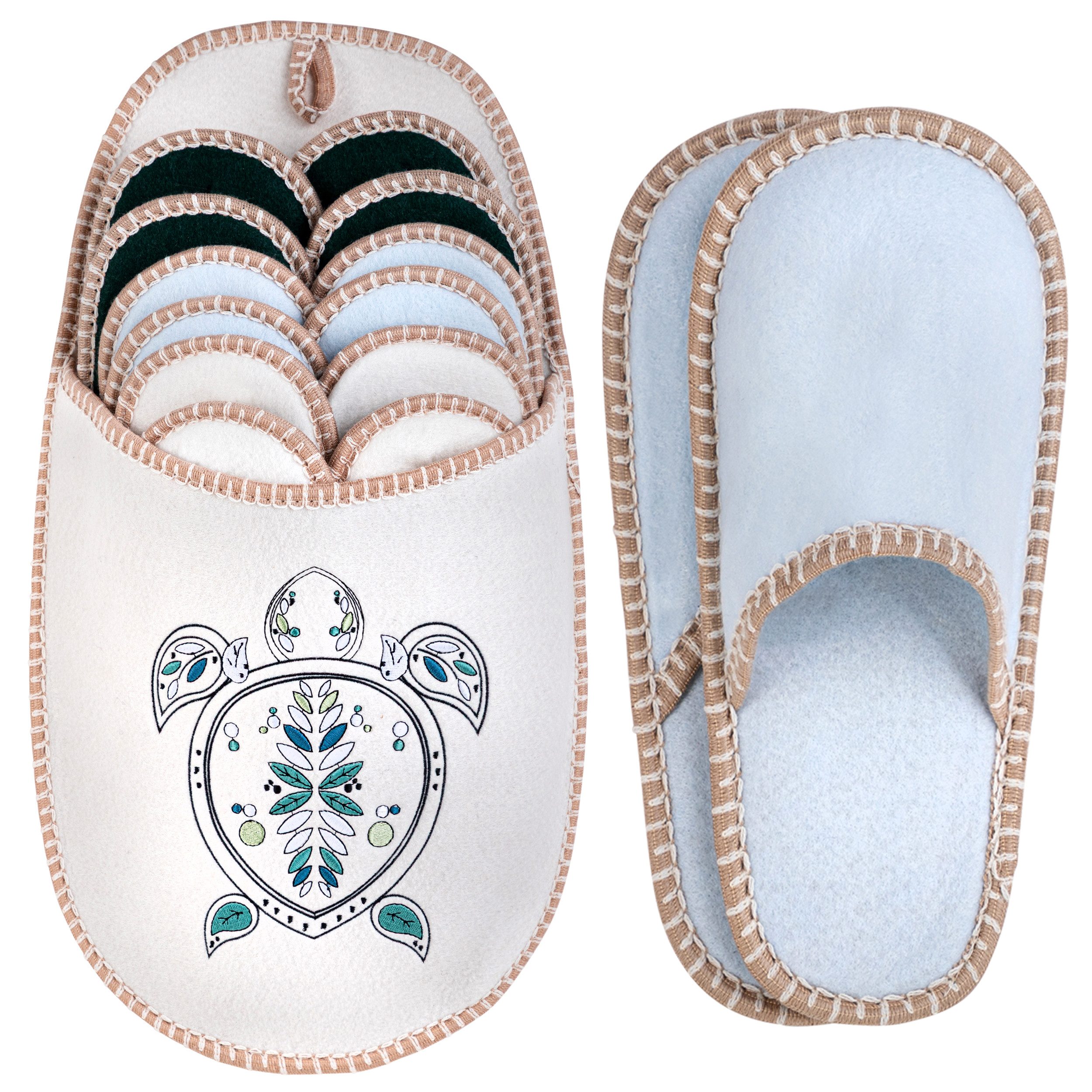 ONVAYA ABS Gästepantoffel, Schildkröte, 6er Set, Antirutsch Sohle Pantoffel