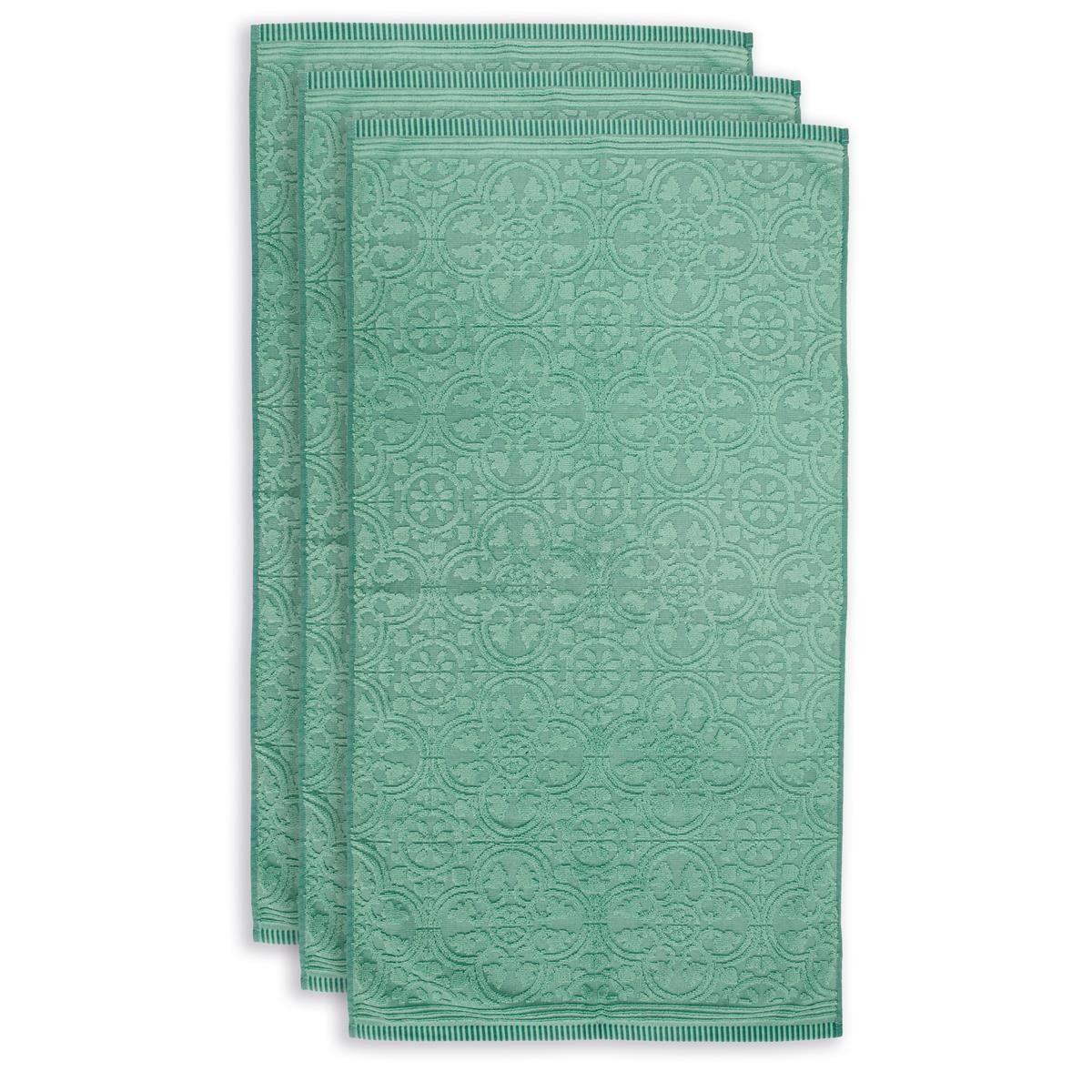 PiP Studio Handtuch Tile Pip Green 55X100 Set A 3 Grün 100% Cotton, terry, 500 GSM 55, Baumwolle (1-St), Handtuch Frottetuch