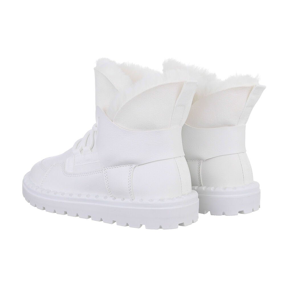 Ital-Design Damen Snowboots Freizeit Snowboots Flach Schnürstiefeletten in Weiß
