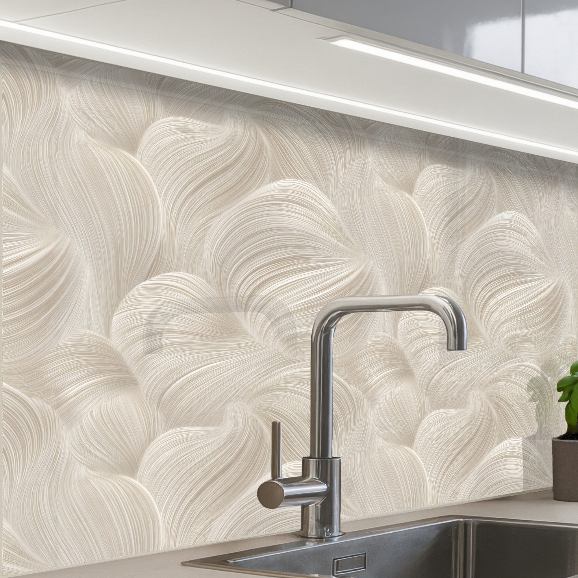 KitchenYeah Küchenrückwand Muster selbstklebend (keine Folie) Lines - Ventilator - Beige, (1-tlg), Spritzschutz, Küche, Rückwand, Küchenwand, Küchenfront, 30x20 cm