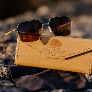 Woodenlove Sonnenbrille SommerSicht (Set, Premium Sonnenbrille aus Holz mit faltbarem Etui und Brillenputztuch) polarisierte TAC-Gläser