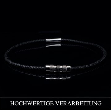 David Galvani Kette mit Anhänger Herren Halskette Lederkette Silber, Edelstahl 316L