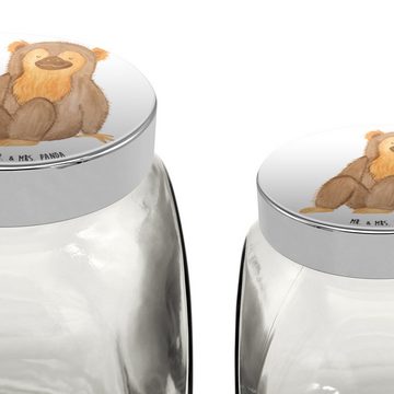 Mr. & Mrs. Panda Vorratsglas XL 2000ml Affe - Weiß - Geschenk, Kaffeedose, Selbstliebe, Selbstbewu, Premium Glas, (1-tlg), Hochwertiger Druck