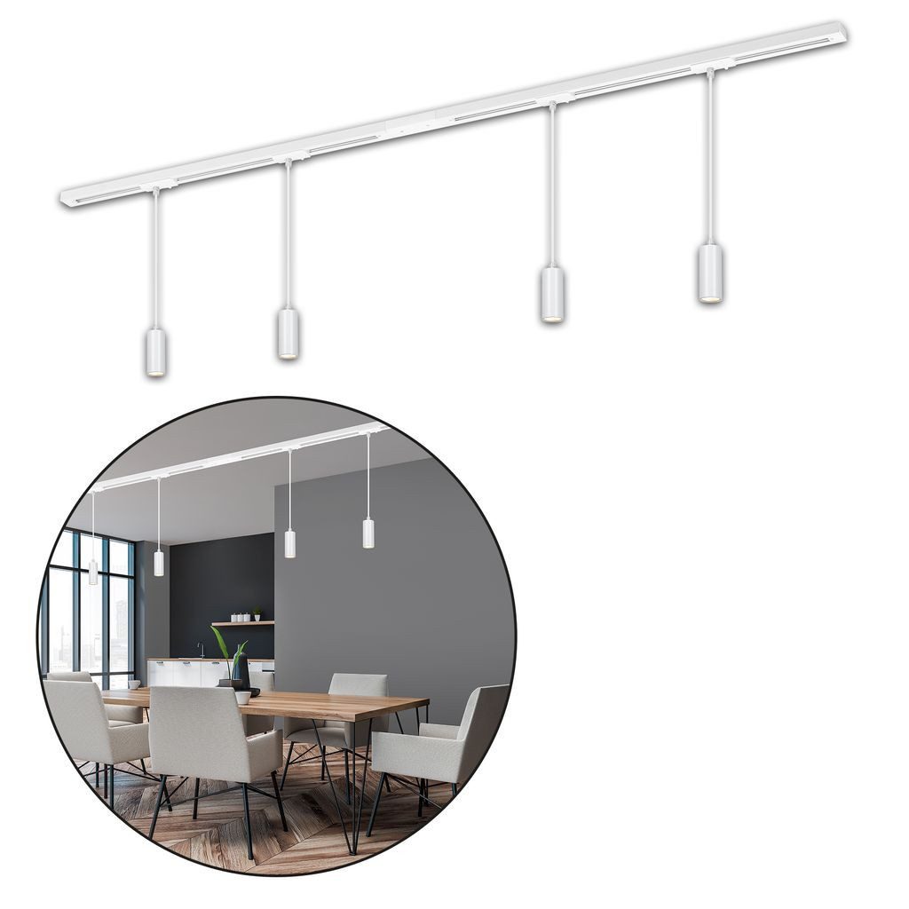 Briloner Leuchten LED Deckenleuchte 8016046B, LED fest integriert, 2700K - Extra-Warmweiß, Schienensystem Rail 1,5 m Weiß 4,5W Decke Wohnzimmer Büro Küche Flur