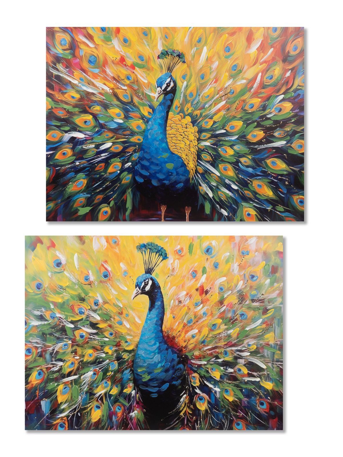 formano Wandbild Wandbild Pfau 2er Set 60x80 cm Leinwand Gemälde Wohnzimmer Modern Deko