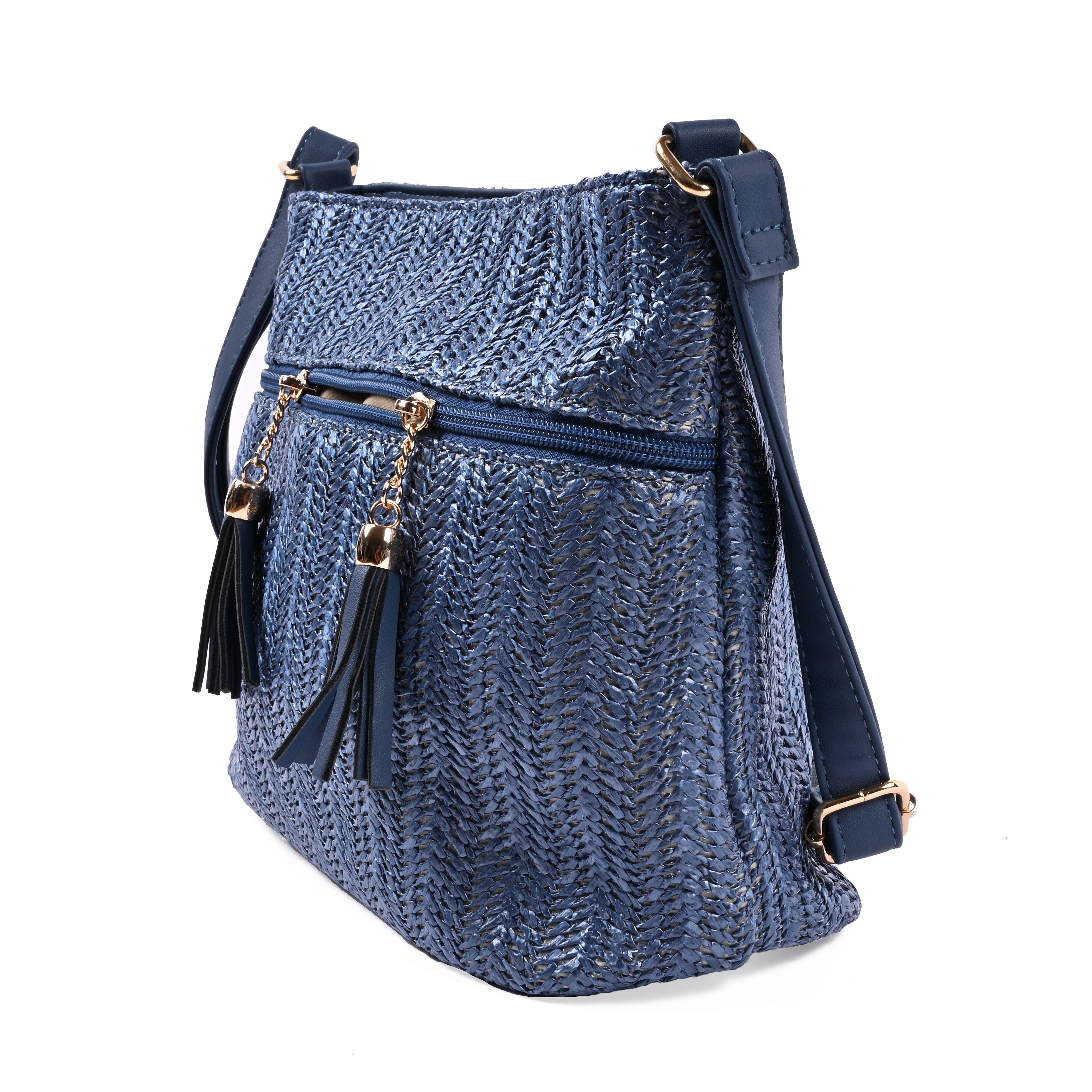 Goodman Design Schultertasche Geflochtene Umhängetasche mit Tasseln, Hochwertiges Kunstleder in geflochtener Struktur