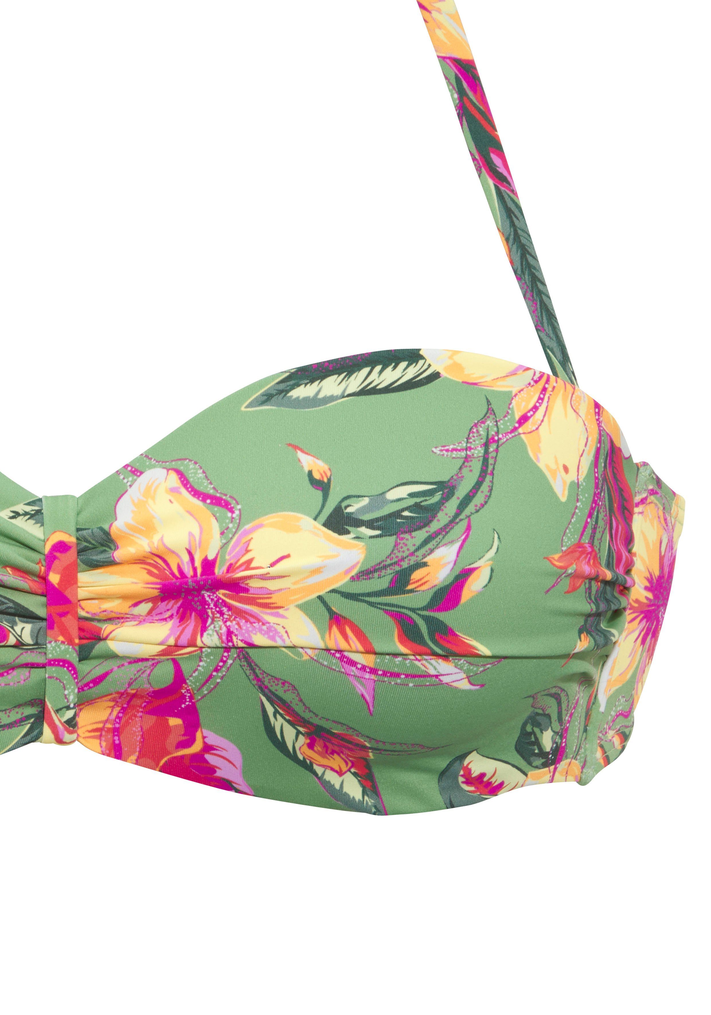 LASCANA Bügel-Bandeau-Bikini-Top Malia, mit tropischem Print