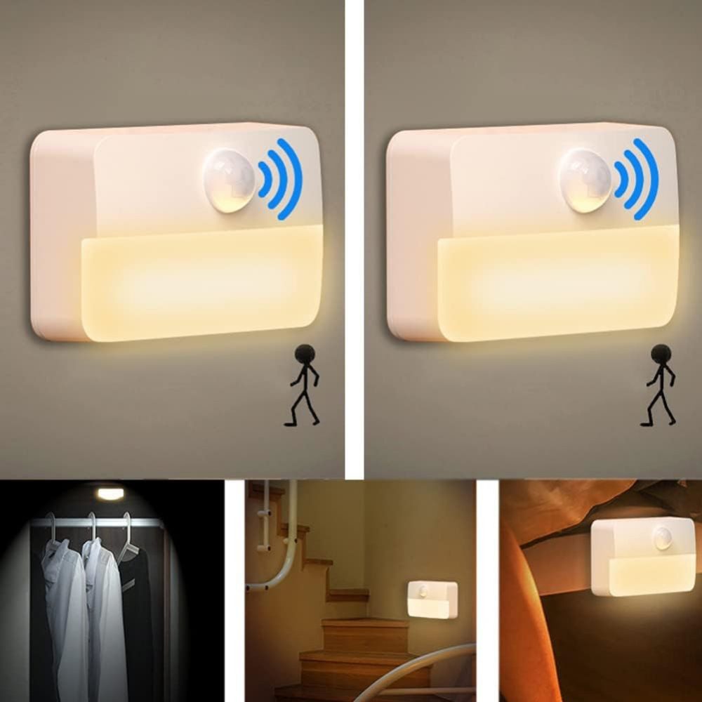 QUBEBU LED Nachtlicht Nachtlicht mit Bewegungsmelder, 1/2/4/6 Stück kinder Bewegungslicht., LED fest integriert, Warmweiß, Kaltweiß, mit Dämmerungssensor., Auto EIN/AUS Sensor Licht Für Flur, Bad, Schlafzimmer, Indoor Treppe.