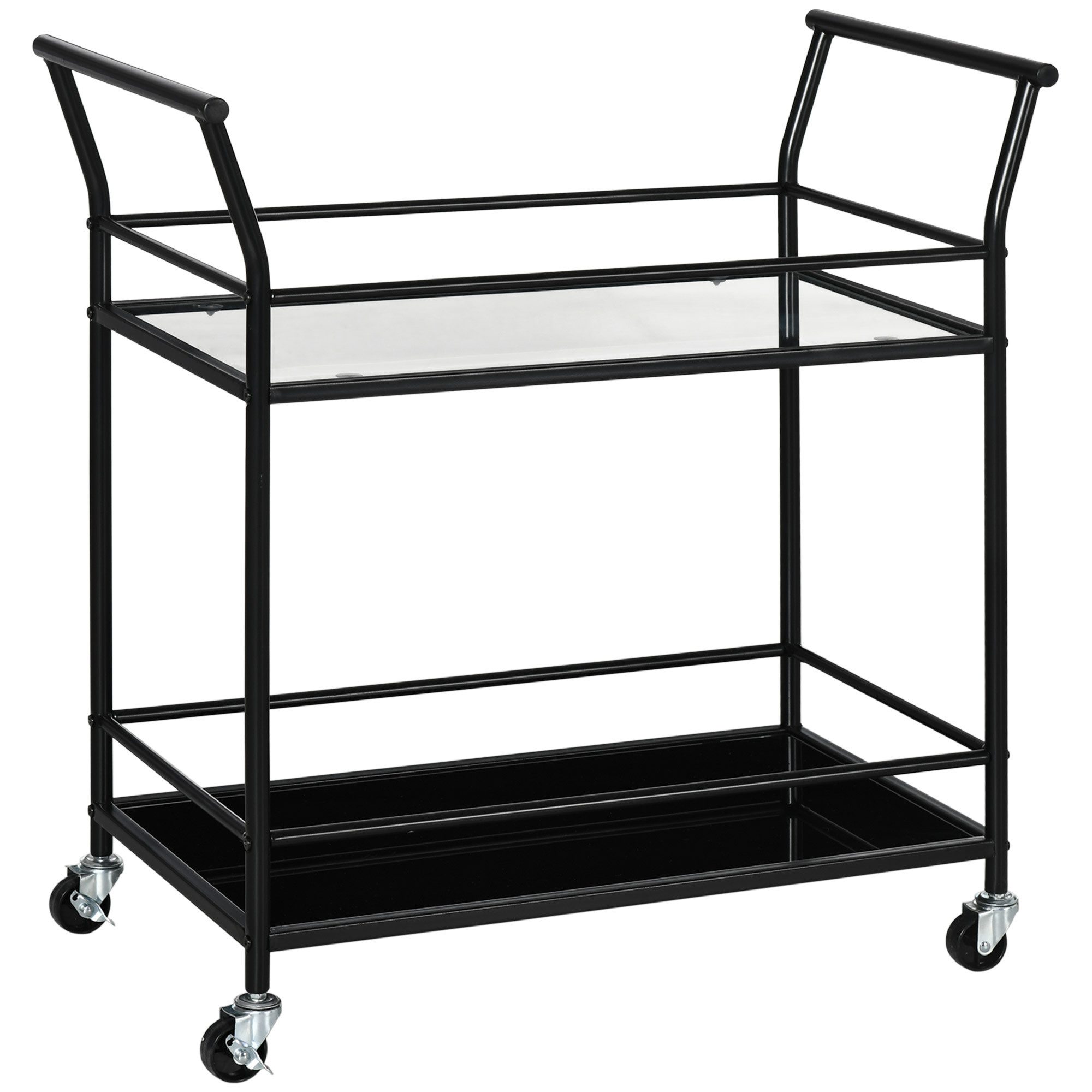 HOMCOM Servierwagen Küchenwagen, Rollwagen mit 2 Ablagen, Metall, (Küchentrolley, 1 St., Küchenwagen), Schwarz 75 x 40 x 80 cm. Reduzierter Preis € 39,90. Unverbindliche Preisempfehlung € 97,90