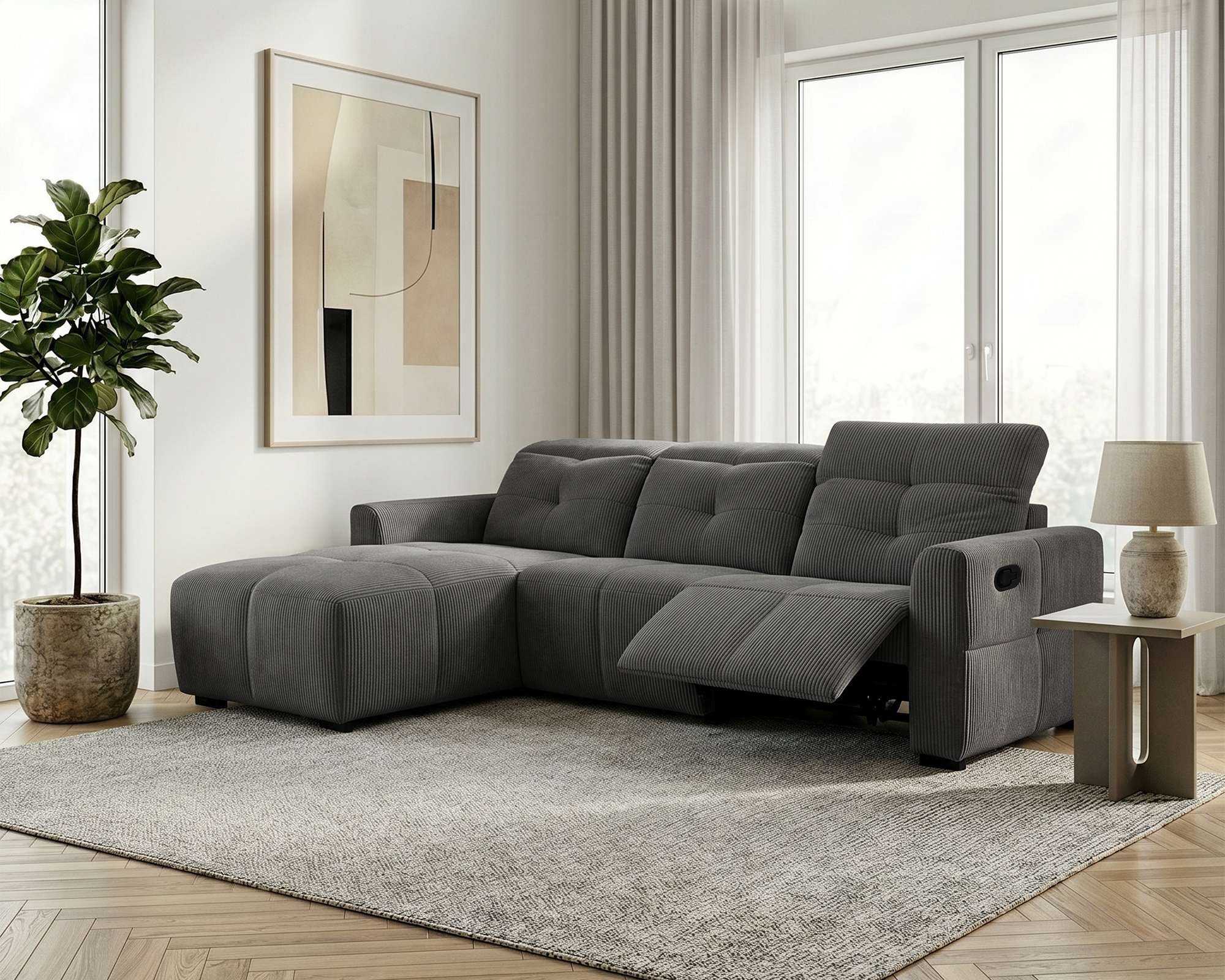 OTTO home Ecksofa CAARLA Cord, L-Form, 261 cm, man. oder elektr. Relaxfunktion (USB-A/C), mit USB-A und USB-C bei elektrischer Ausführung, Kopfteilverstellung