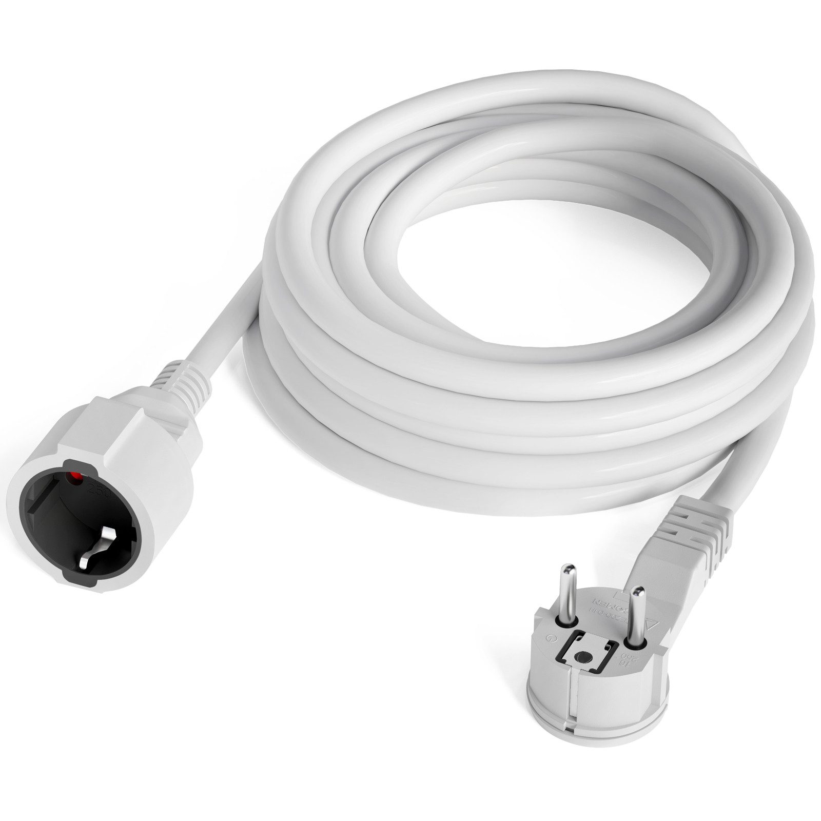 HB-DIGITAL hb-digital Verlängerungskabel mit Winkelstecker H05VV-F Kabel Stromkabel, CEE 7/7 Winkelstecker, CEE 7/3 (500 cm), Maximale Anschlussleistung von 3500W für leistungsstarke Geräte