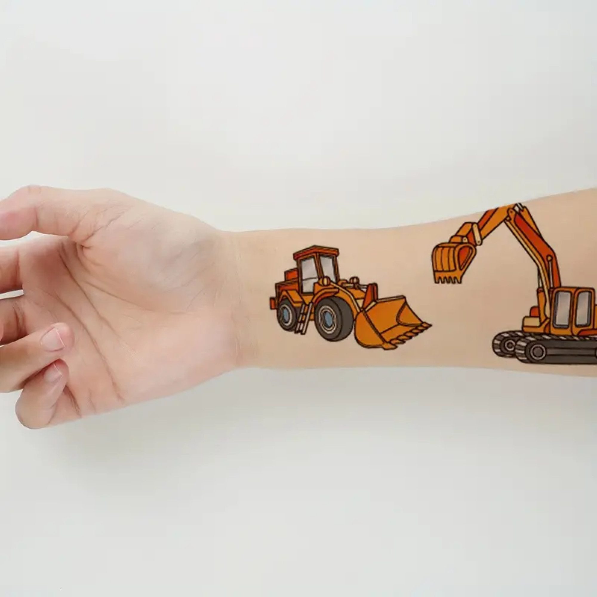 Montegoni Kindertattoo Temporäre Tattoos mit Bagger für Jungen, 10 Blatt wasserfeste Tattoos, Aufkleber für Kinderauto-Themen zum Geburtstag