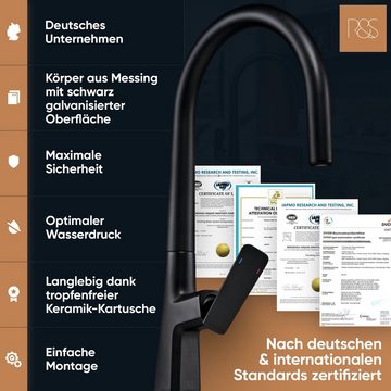 Rosenhahn & Söhne Küchenarmatur Sylt 100 Küchenarmatur Pflegeleicht, 360° drehbar, Herausziehbare Brause, langlebig