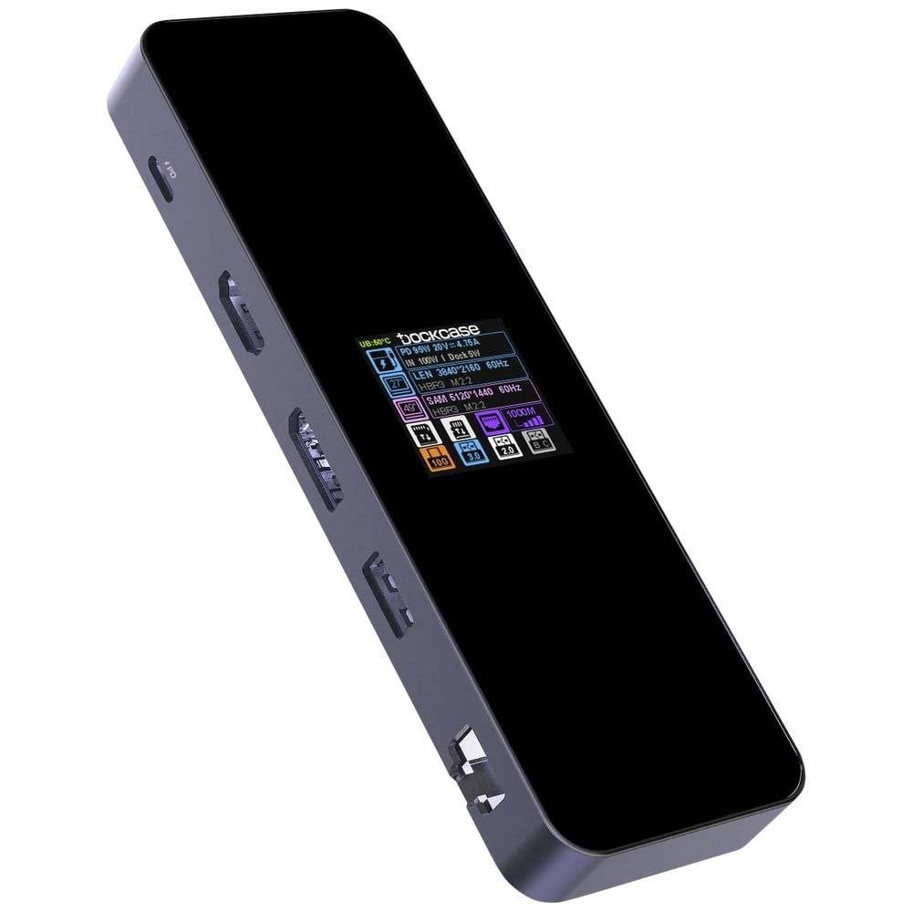 Dockcase Laptop-Dockingstation USB-C®-HUB, integriertes Display, inkl. Ladefunktion, USB-C® Power Delivery