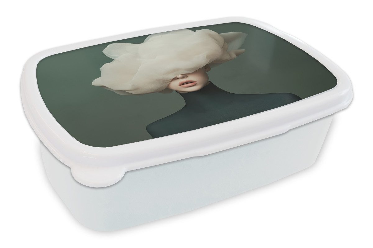 MuchoWow Lunchbox Hut - Frau - Beige, Kunststoff, (2-tlg), Brotdose Schule oder Arbeit, Brotbox für Kinder und Erwachsene