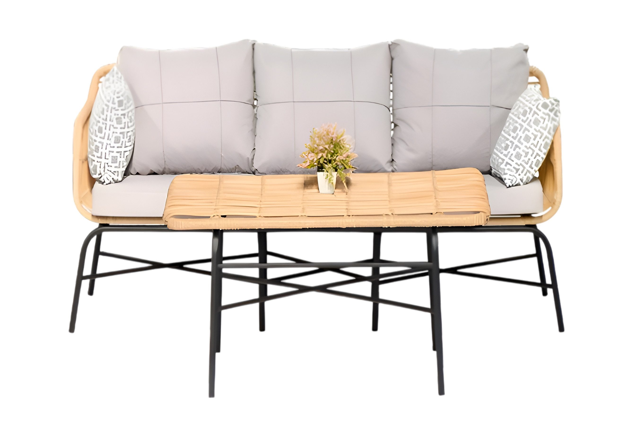 Xlmoebel Gartenlounge-Set Moderne Gartenmöbel mit elegantem Esstisch und gemütlichem Sofa, (Gartenlounge-Set, 2-tlg., Sofa 3 Sitzer + Couchtisch), Hergestellt in Europa