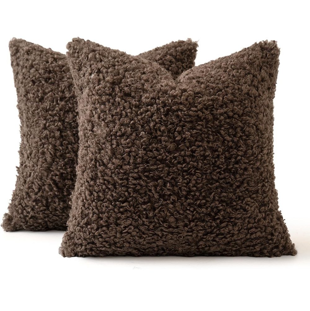 CLTYQ Kissenbezug Kissenbezüge aus Kunstfell,1er Set 45x45cm,Sherpa-Kissenhüllen, Flauschig Deko Kissenbezug,für boho Wohnraumdekoration,einfarbig