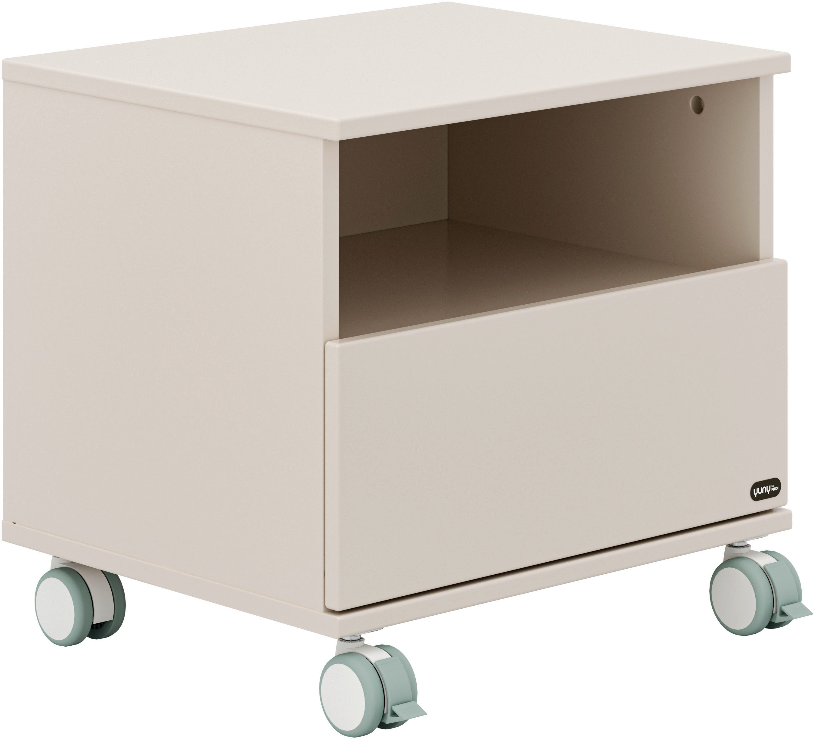 YUNY by PAIDI Nachtkommode SISTER LOU mit Ablagefach und Schublade, feststellbarer Rollcontainer, Beige, Soft-Close