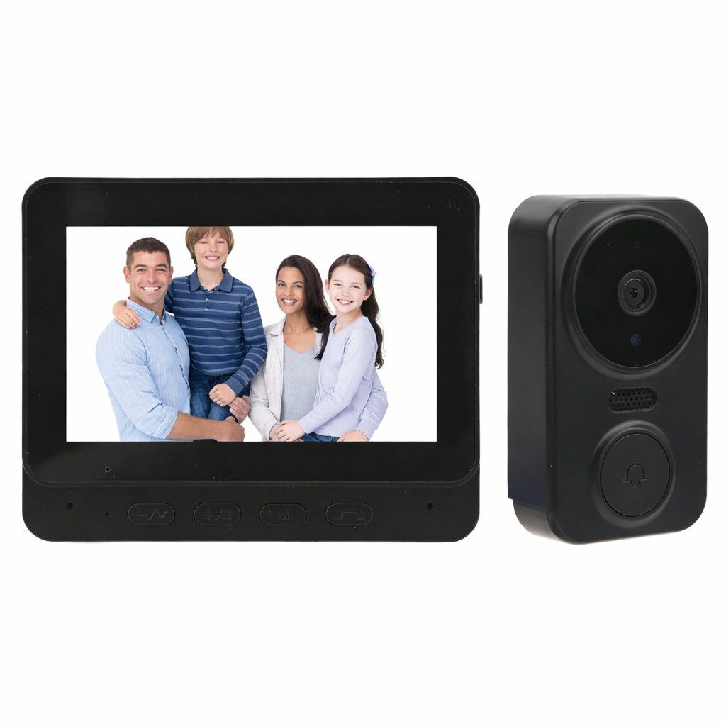 MOPUEA Video-Türsprechanlage Kabellose Video-Türklingel-Gegensprechanlage, Monitor mit HD-Türkamera