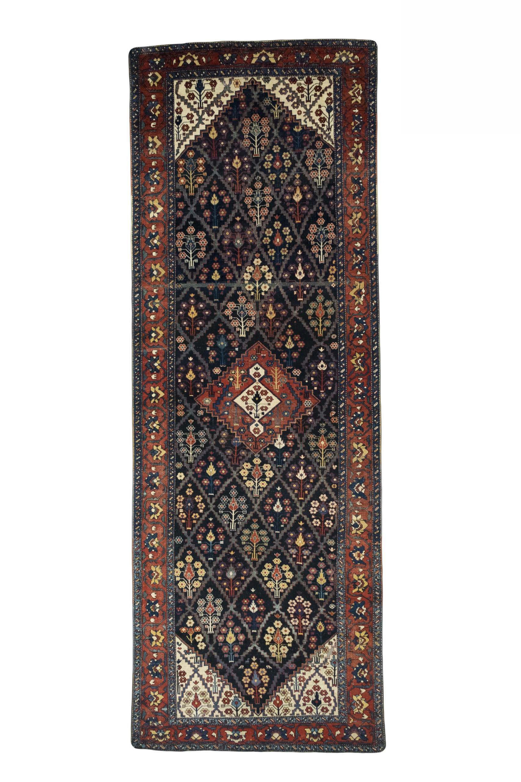 CABBEL Orientteppich 572x202 cm Perser Bakhtiar Blau Schurwolle Handgeknüpft Nomaden Unikat, rechteckig, Höhe: 6 mm, 100% Schurwolle – weich, pflegeleicht, traditionelle Knüpfdichte