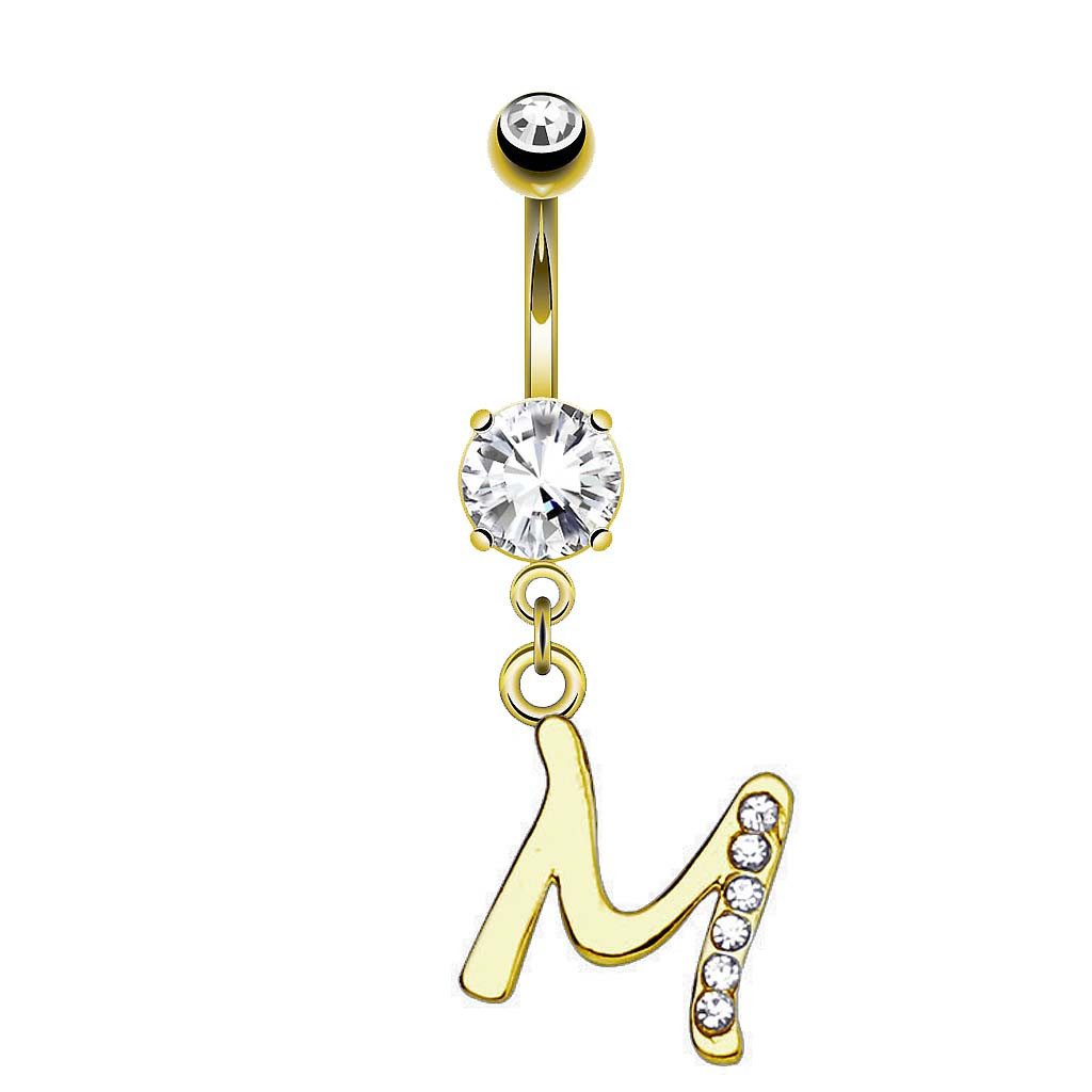 Taffstyle Bauchnabelpiercing Banane Stecker vergoldet Kristall Buchstabe An günstig online kaufen