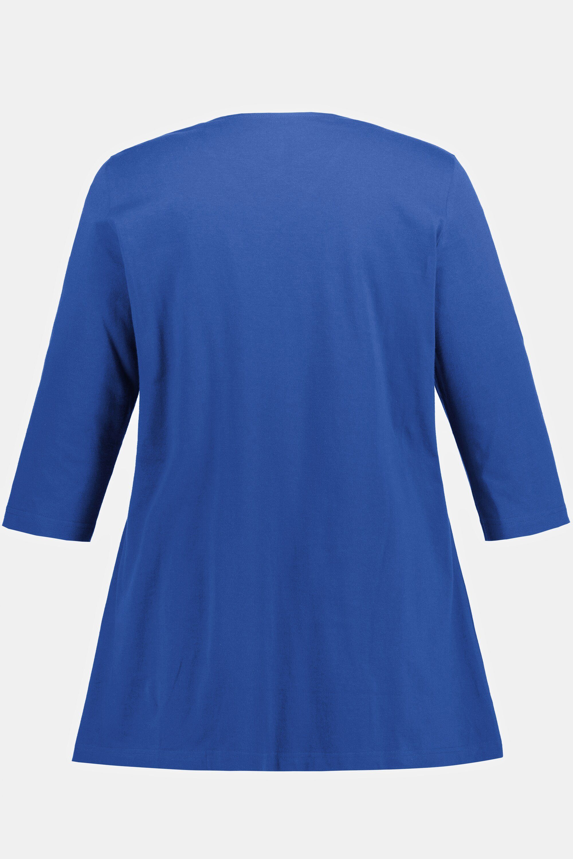 Popken Ulla 3/4-Arm A-Linie Longshirt Longshirt tintenblau Rundhals