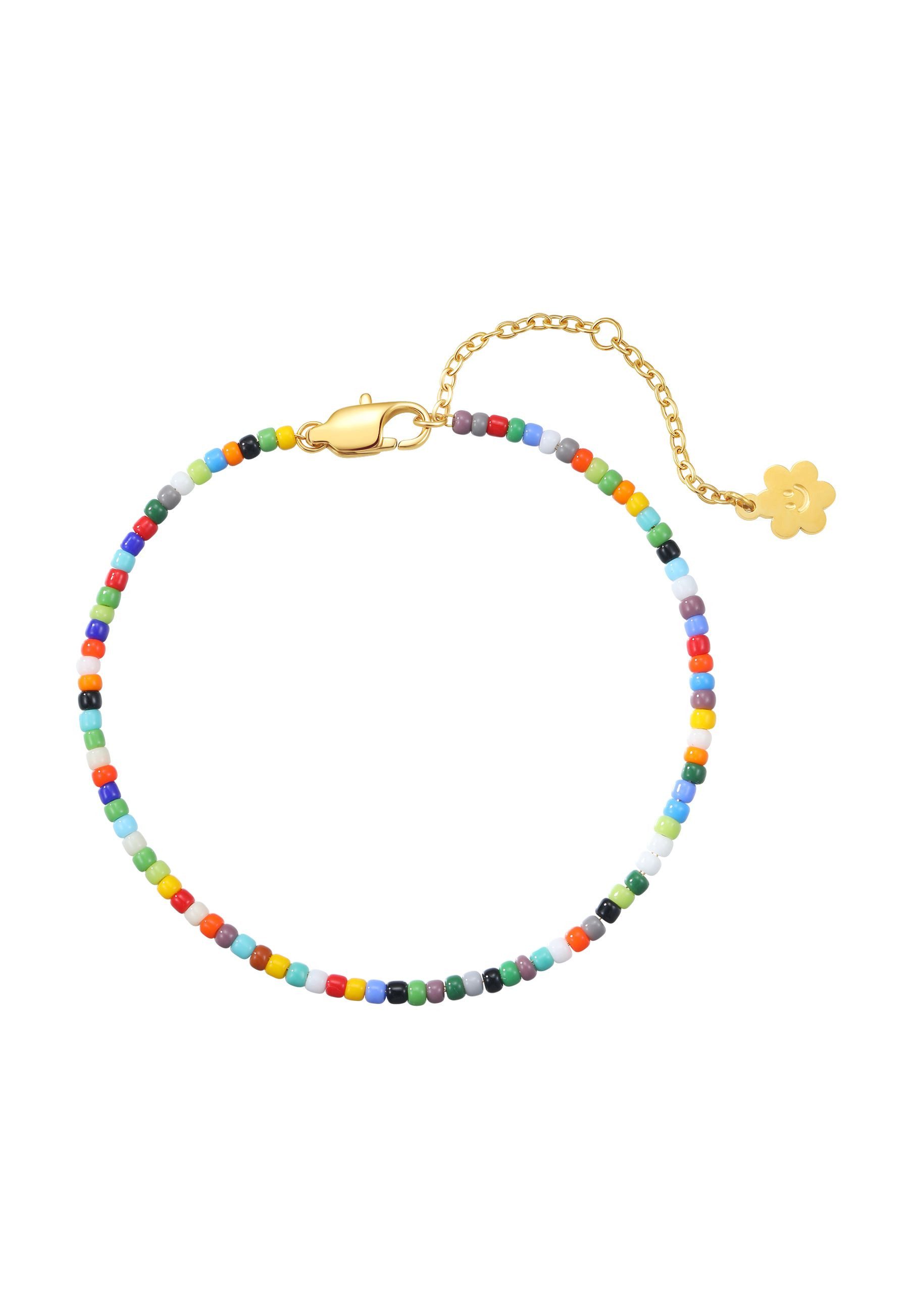 Hey Happiness Perlenarmband Sonnenuntergang, Filigrane Glasperlen, Minimalistisches Farbiges Armband Boho-Look, für Urlaub
