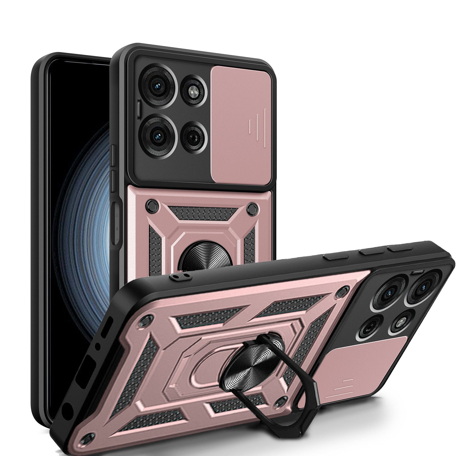 betterfon Handyhülle Panzer Hülle für Motorola Moto G75 Outdoor Case mit Kameraschutz, Outdoorhülle mit Ringhalter Smartstand Kameraschutz und Silikonkern