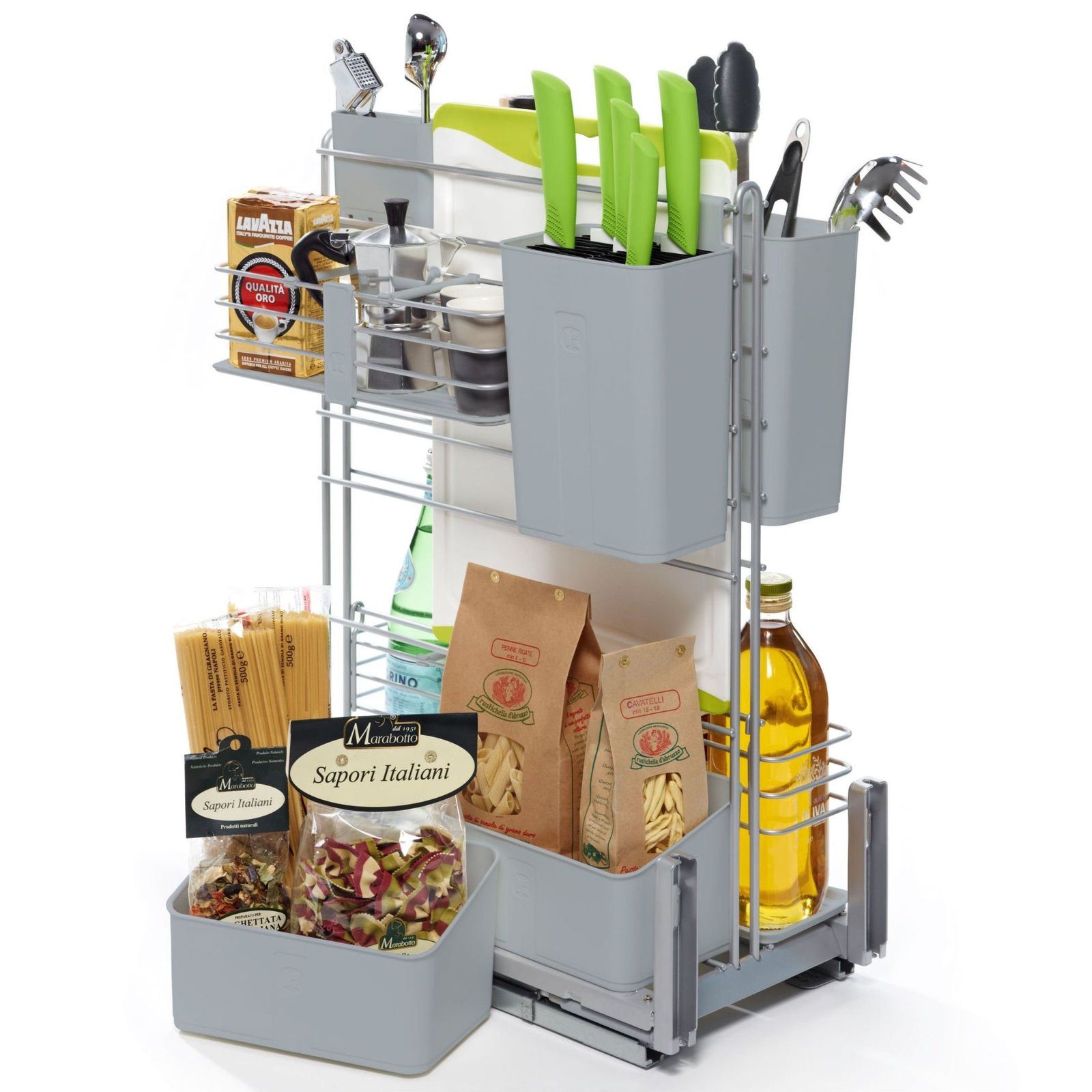 Kesseböhmer Auszugsboden CookingAGENT Unterschrankauszug für Kochutensilien, silbergrau, für 300 mm Korpusbreite, 260 x 489 x 625 mm
