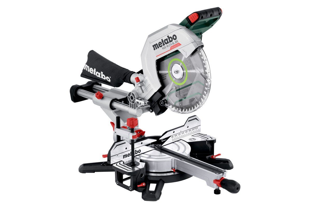 Metabo Professional Akku-Kapp-Gehrungssäge KGS 18 LTX BL 305, ohne Akku und Ladegerät, mit Zugfunktion | Kappsägen