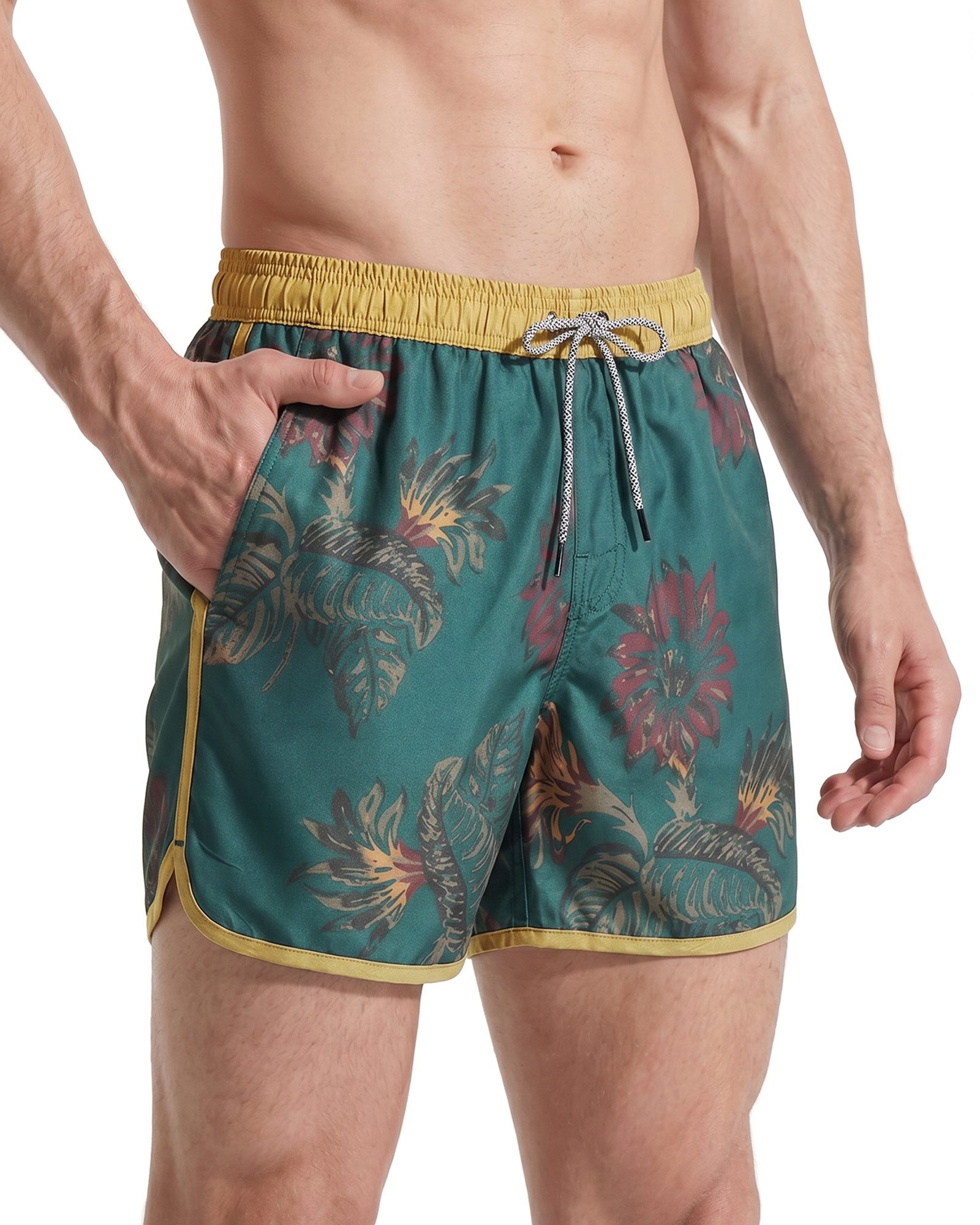 MaaMgic Shorts Herren Retro-Stil kurze Hose Sommer Sport Badehose mit Mesh-Innenslip (1-tlg)