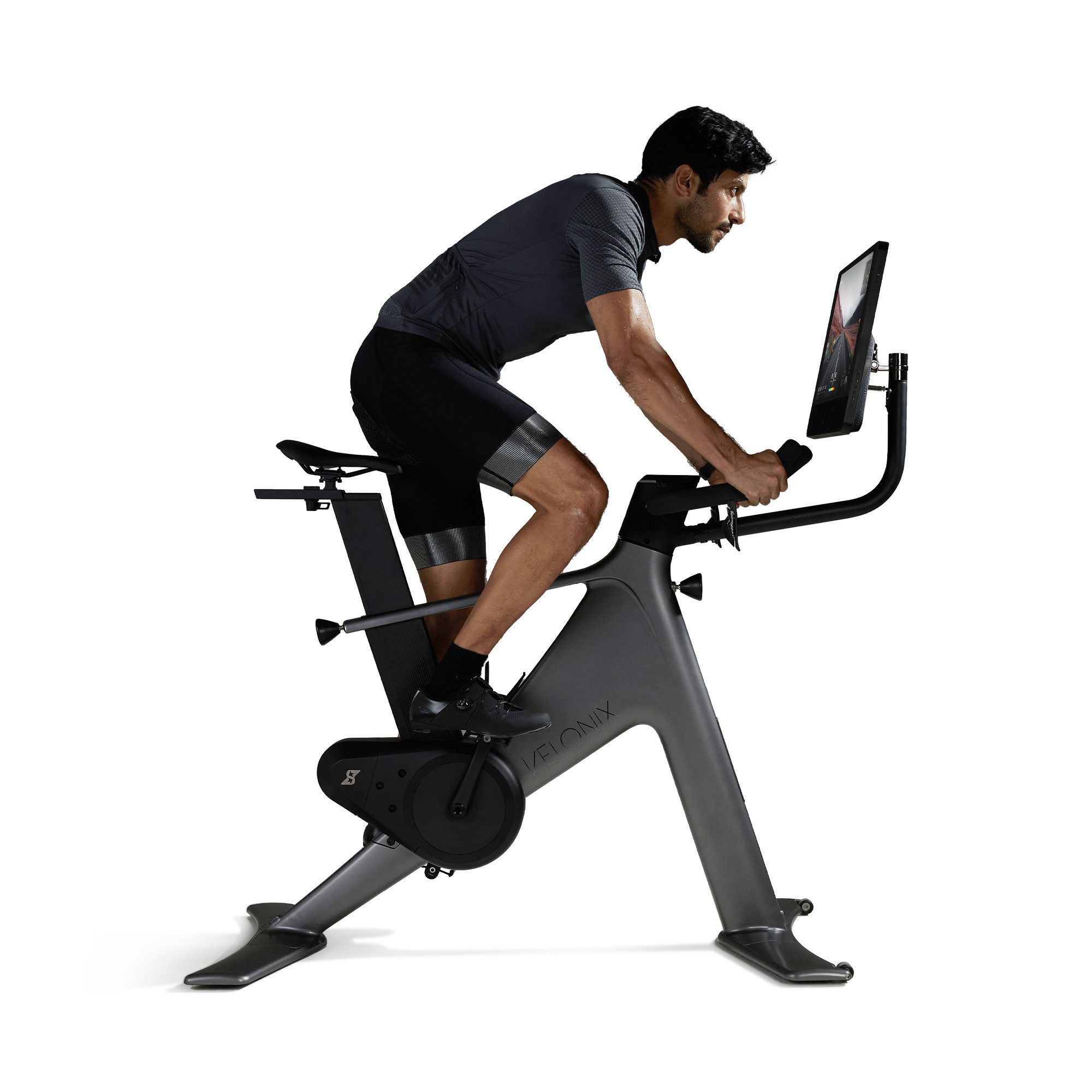 SPEEDIANCE Heimtrainer Fahrrad, Smart Bike mit Steigungs-/Gefällesimulation,2300 W Powertrain (1-tlg), ±1% Watt-Genauigkeit, 21,5-Zoll Touchscreen, App-Konnektivität