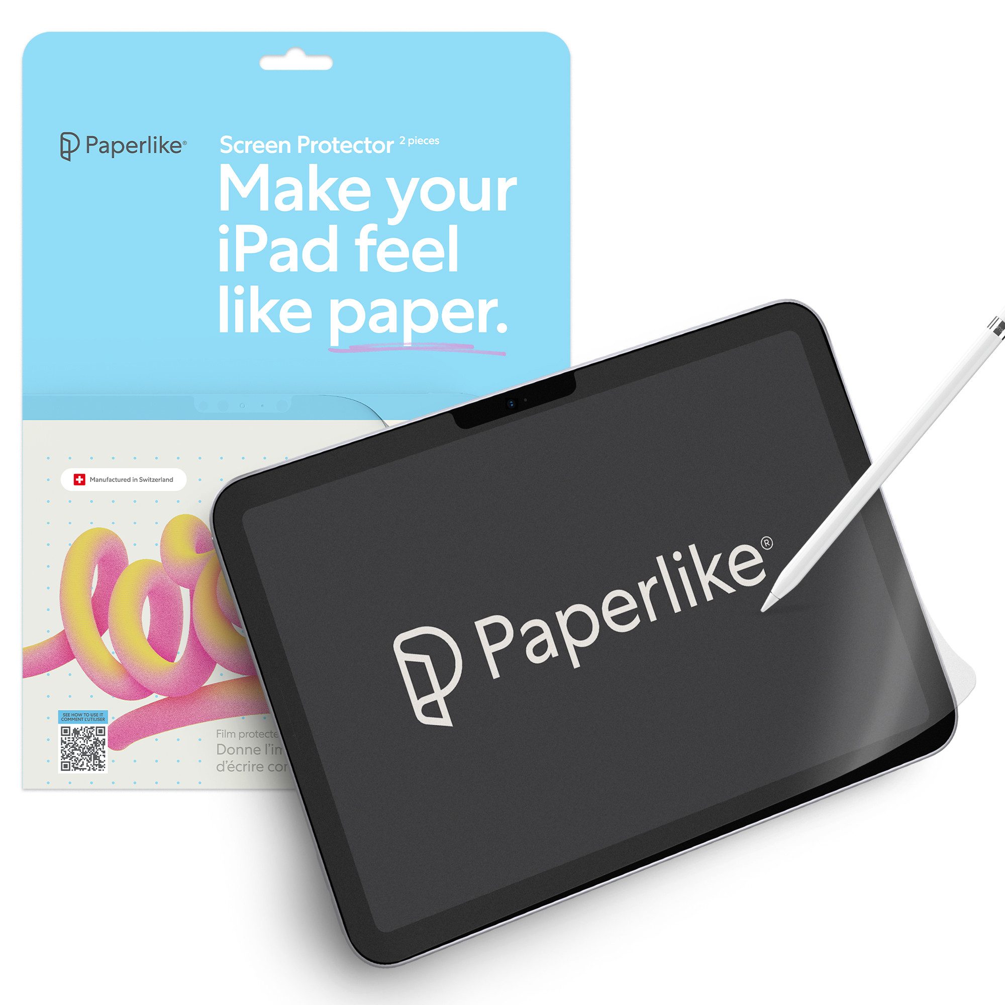 Paperlike Folie für iPad 10.9", Displayschutzfolie, 2 Stück, zum Schreiben und Zeichnen wie auf Papier