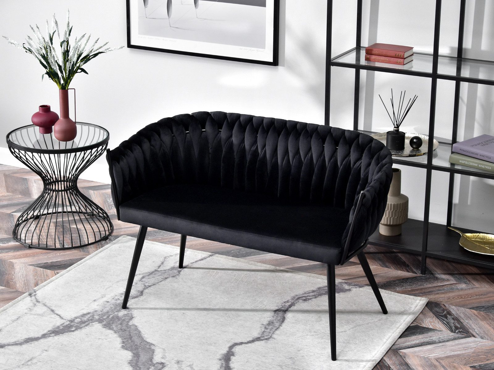 Compleo Polsterbank 2-Sitzer, Geflecht, velvet, ROSE perfekt für den Flur