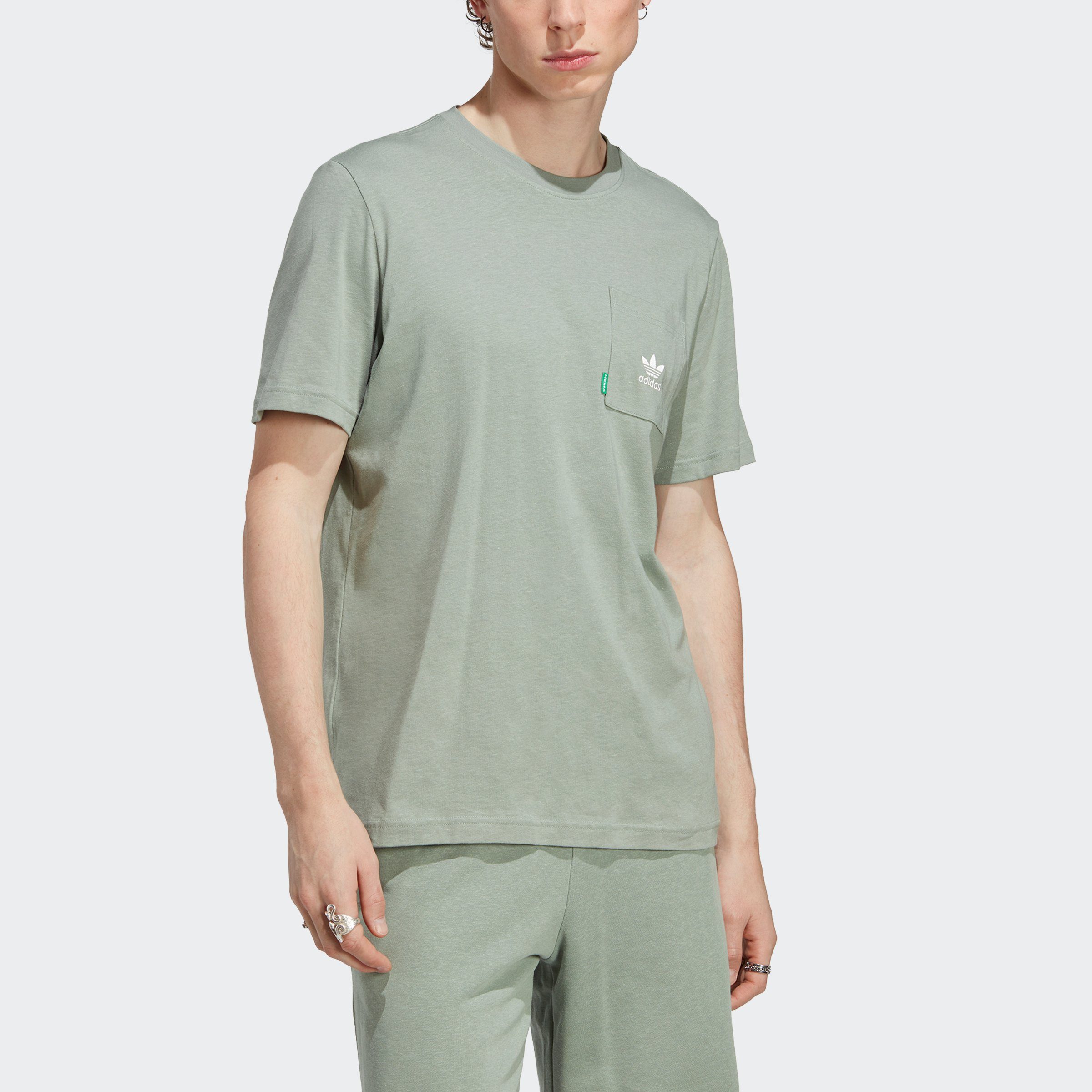 adidas Originals T-Shirt ESSENTIALS+ MADE WITH HEMP Silver Green | Sport-T-Shirts