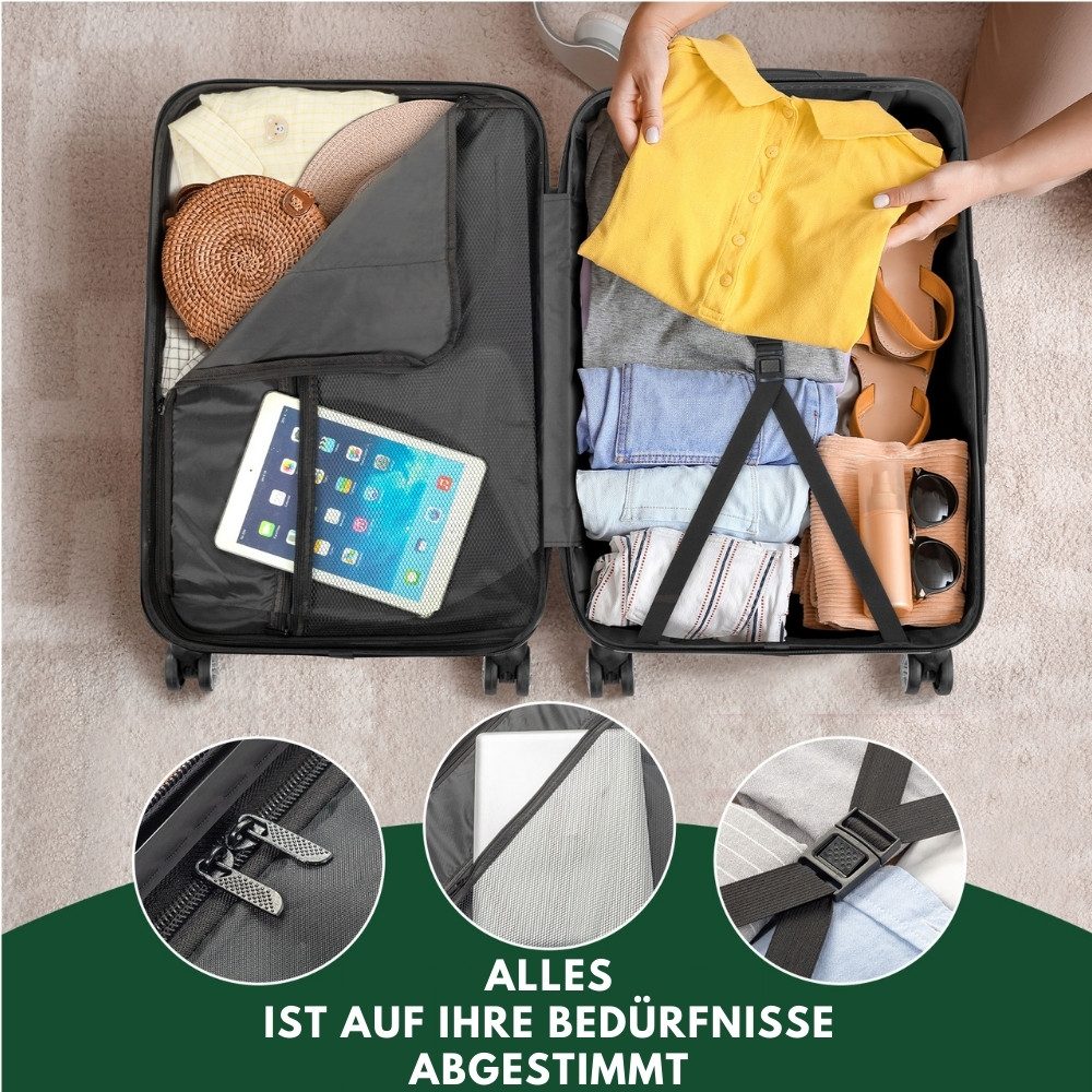 FCH Hartschalen-Trolley, 4 Rollen, Hartschalenkoffer L,Koffer 360° Leichtlauf, Dunkelgrau