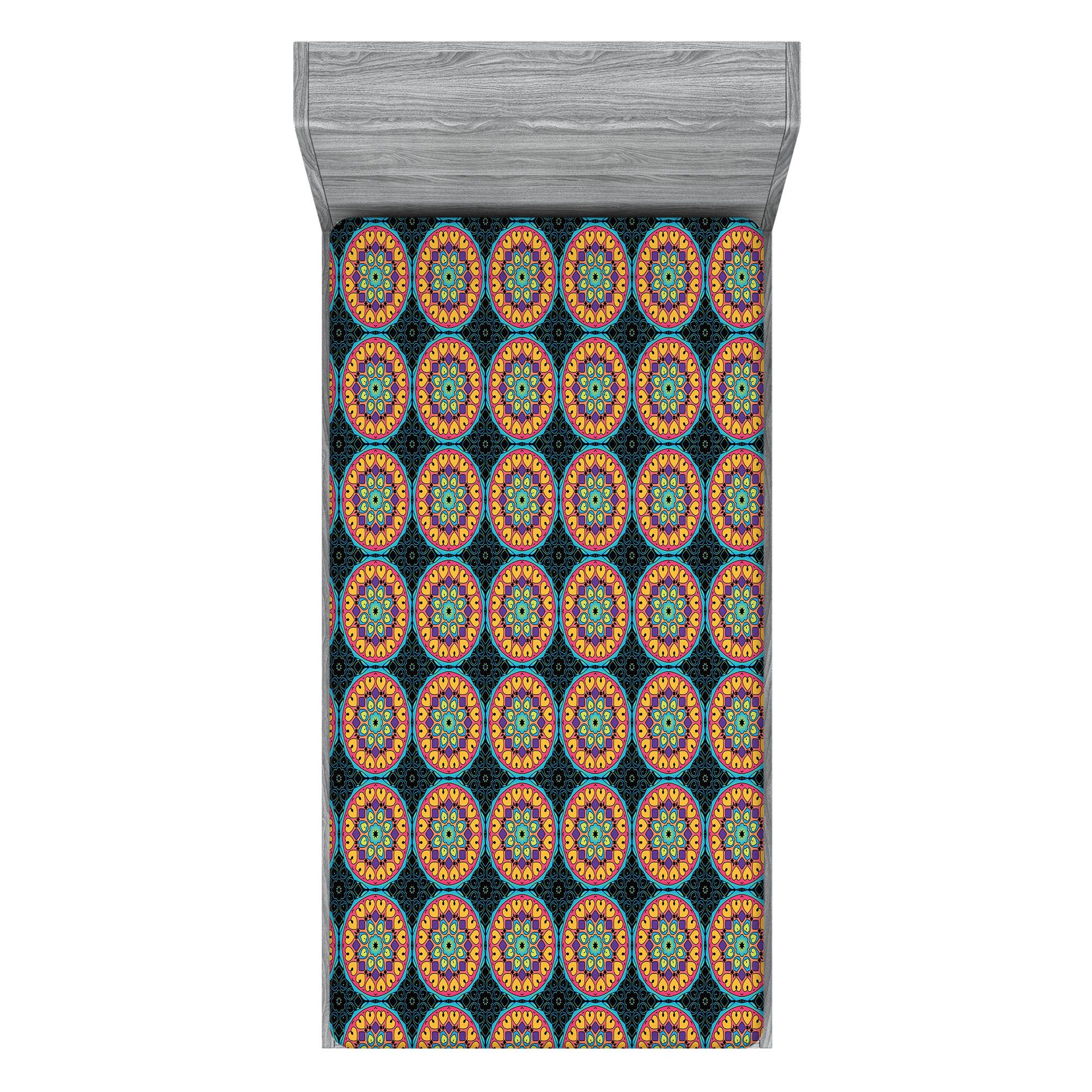 Abakuhaus Натяжні простирадла Soft Dekorativer Stoff Bettwäsche Rund-um Elastischer Gummizug, Abstrakt Bunte Mandala Motive