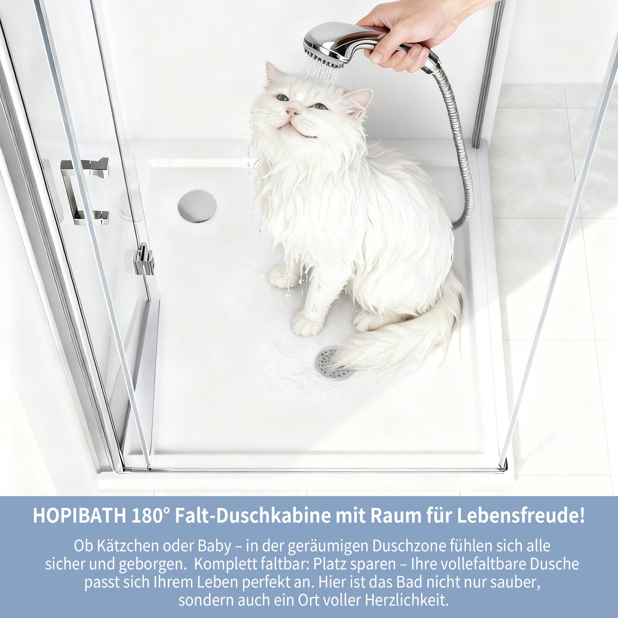 Hopibath Eckdusche Duschkabine Falttür mit Seitenwand H:195cm, BxT: 90x75 c günstig online kaufen