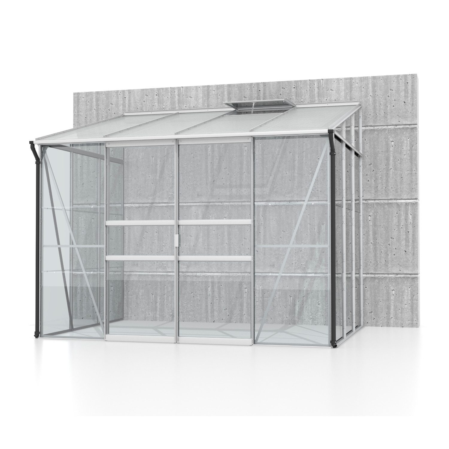 Vitavia Anlehngewächshaus Ida 5200, 3 mm Wandstärke, mit 3 mm Einscheibensicherheitsglas, inkl. Regenrinne