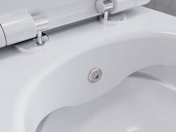 Aqua Bagno Tiefspül-WC spülrandloses Hänge Dusch-WC weiss matt inkl. Softclose Deckel Taharet