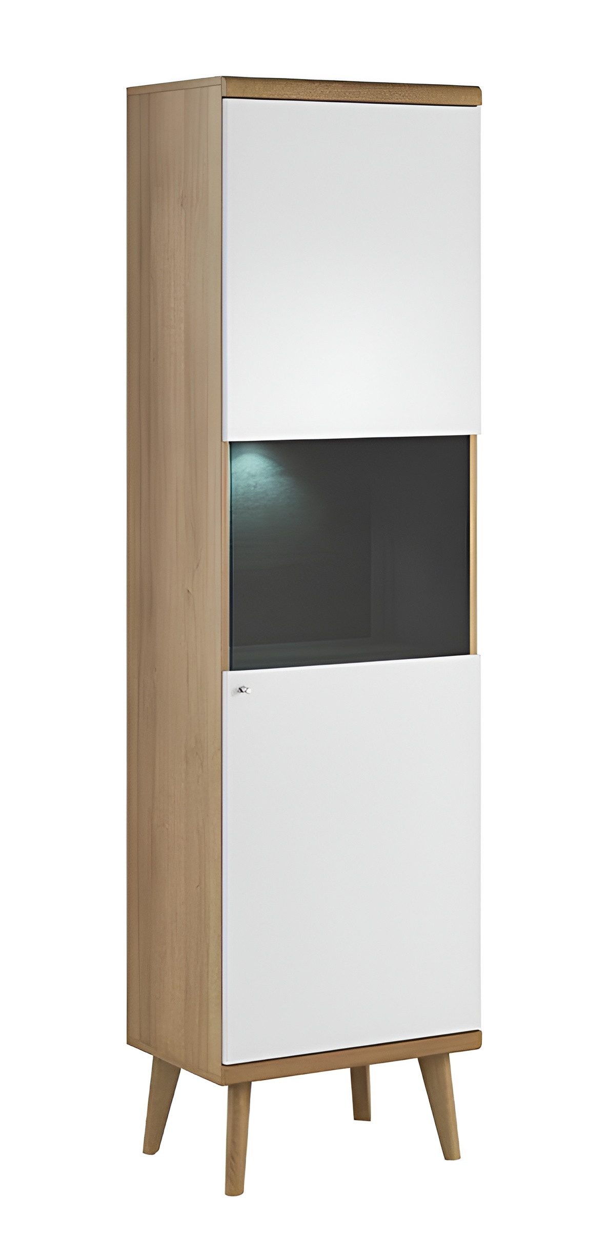 Xlmoebel Standvitrine Glasvitrine aus Holz mit Regal für stilvolle Wohnräume (Vitrine PRIMO PWT50) Hergestellt in Europa