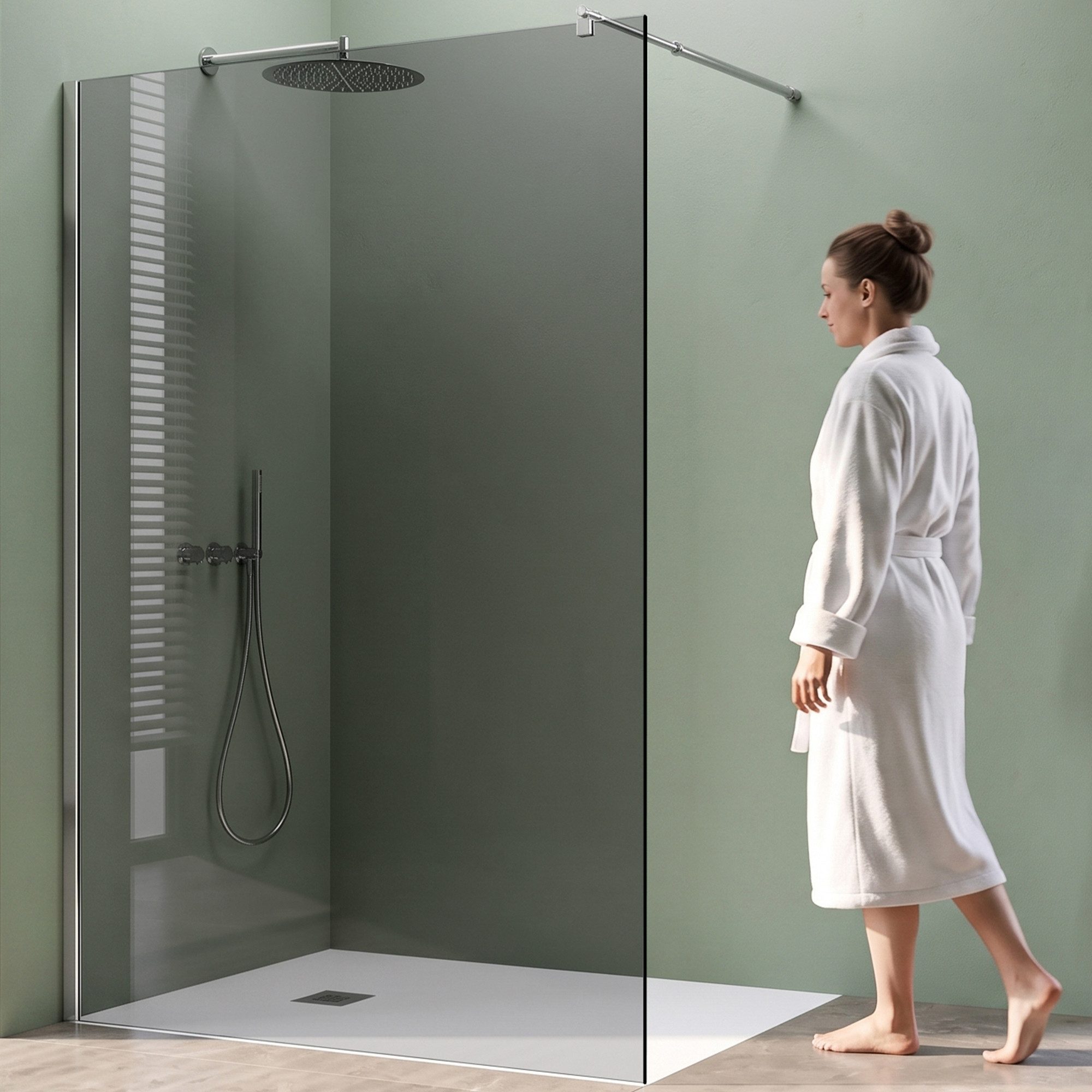 Mai & Mai Duschwand für Dusche Duschabtrennung ESG-Sicherheitsglas mit NANO Glas Br02